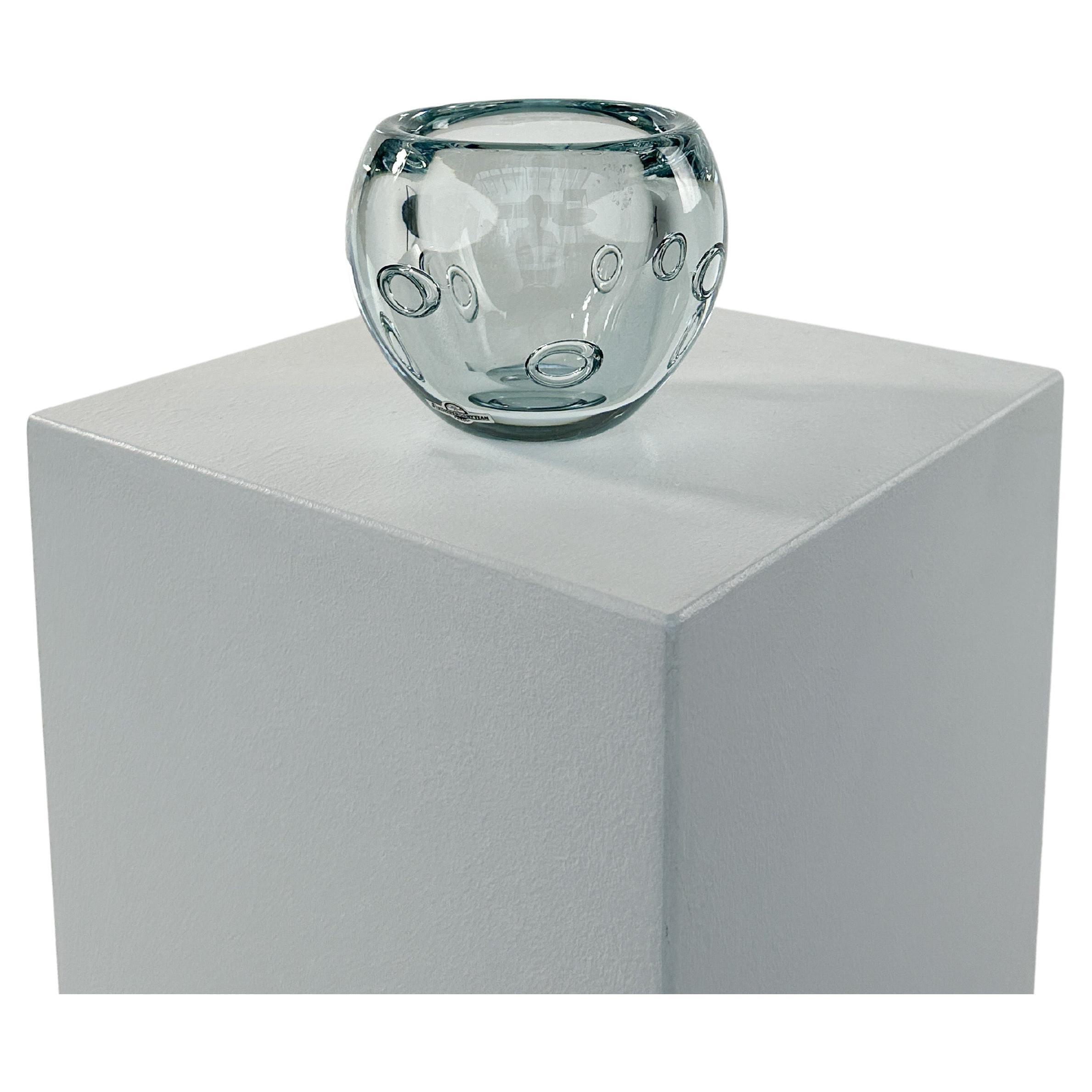 Mid-Century Modern Asta Strömberg Bubble Circle Vase Strömbergshyttan Crystal Glass Sweden 1960s