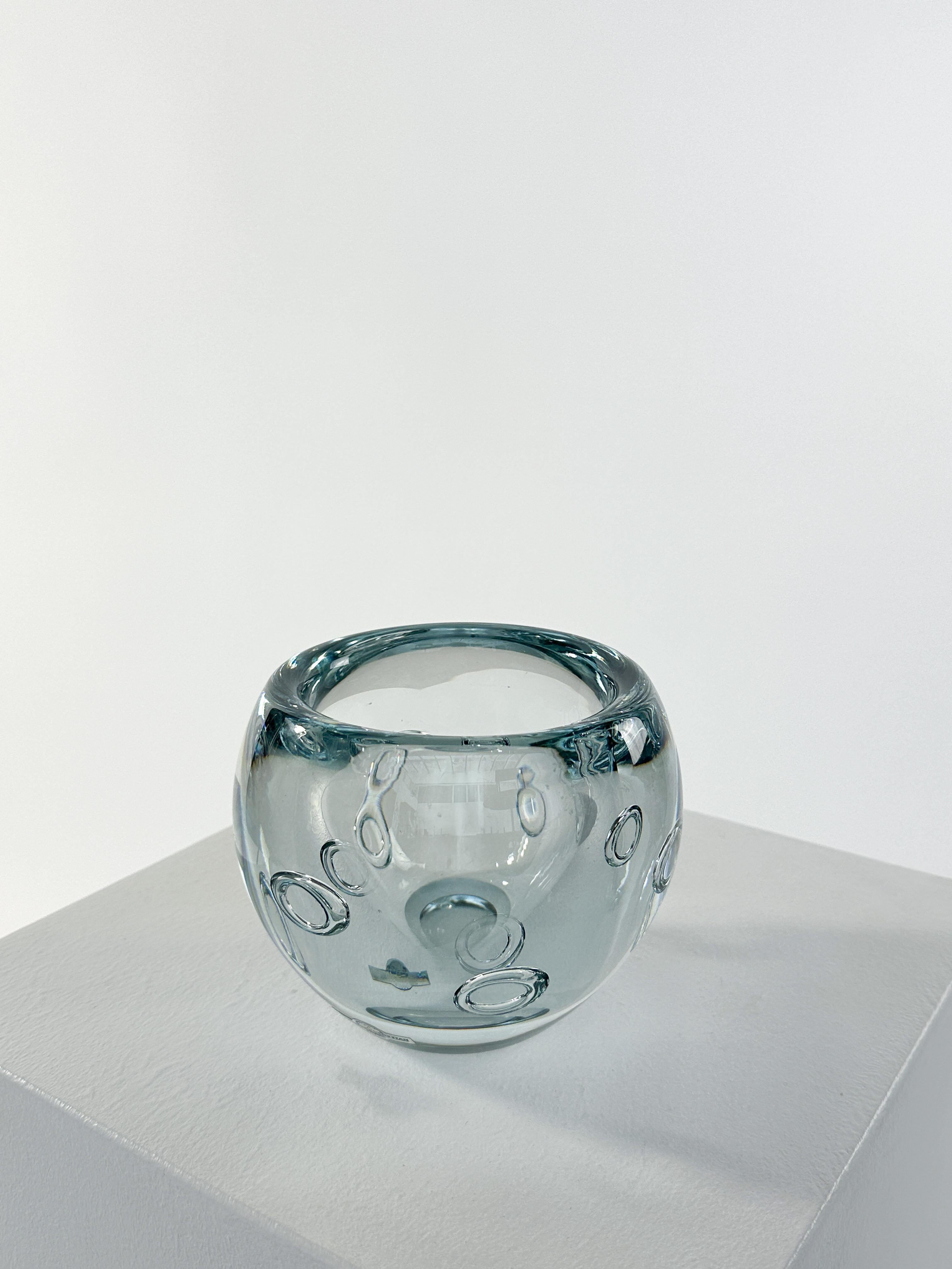 Swedish Asta Strömberg Bubble Circle Vase Strömbergshyttan Crystal Glass Sweden 1960s