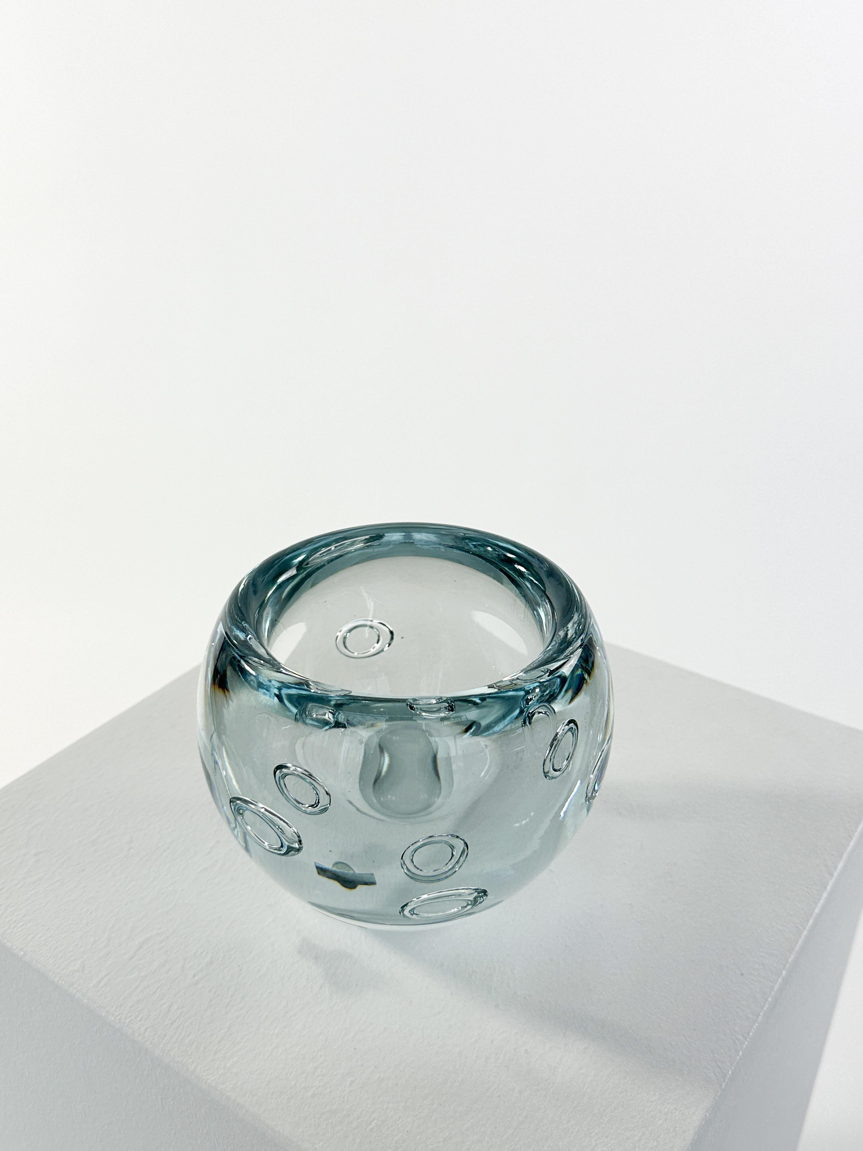Hand-Crafted Asta Strömberg Bubble Circle Vase Strömbergshyttan Crystal Glass Sweden 1960s