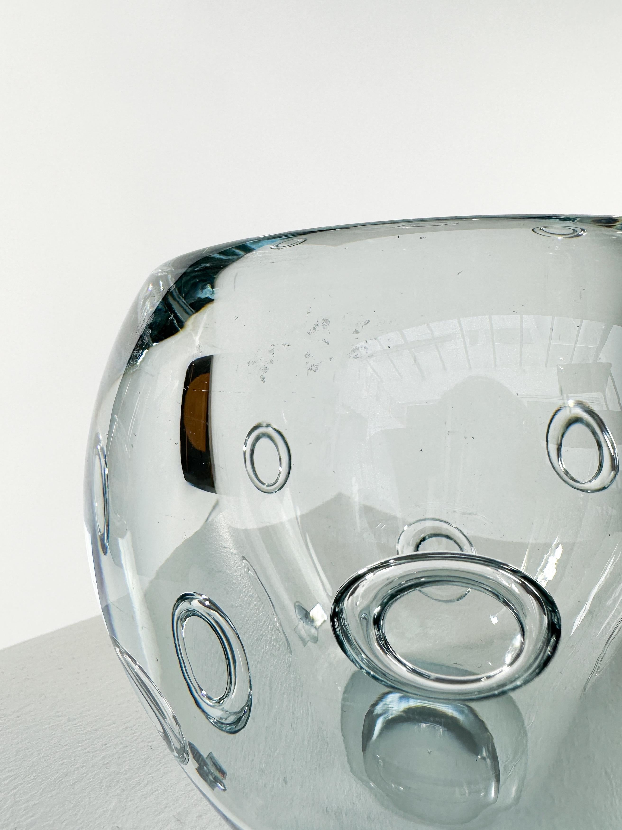 Mid-20th Century Asta Strömberg Bubble Circle Vase Strömbergshyttan Crystal Glass Sweden 1960s