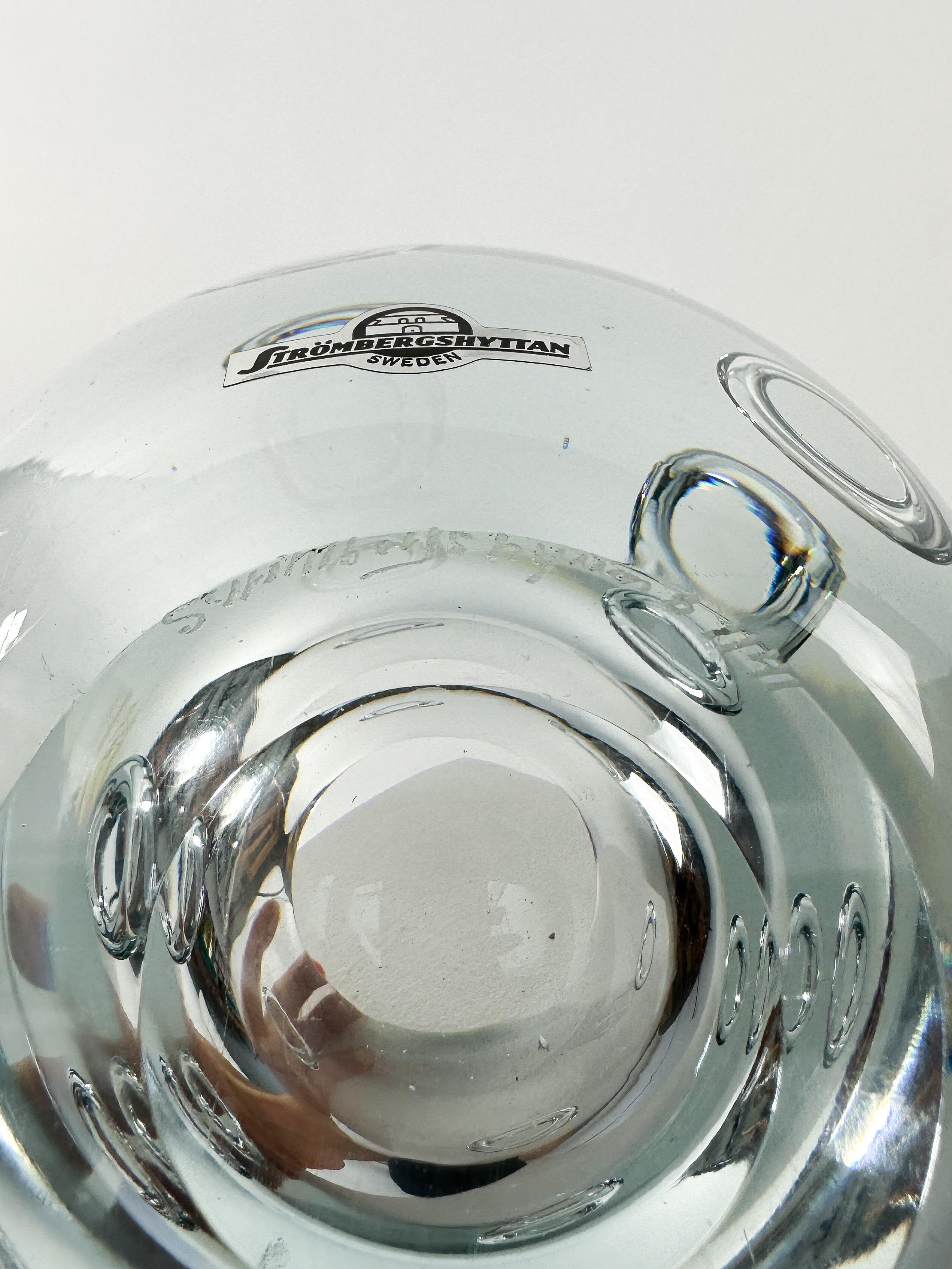Asta Strömberg Bubble Circle Vase Strömbergshyttan Crystal Glass Sweden 1960s 2