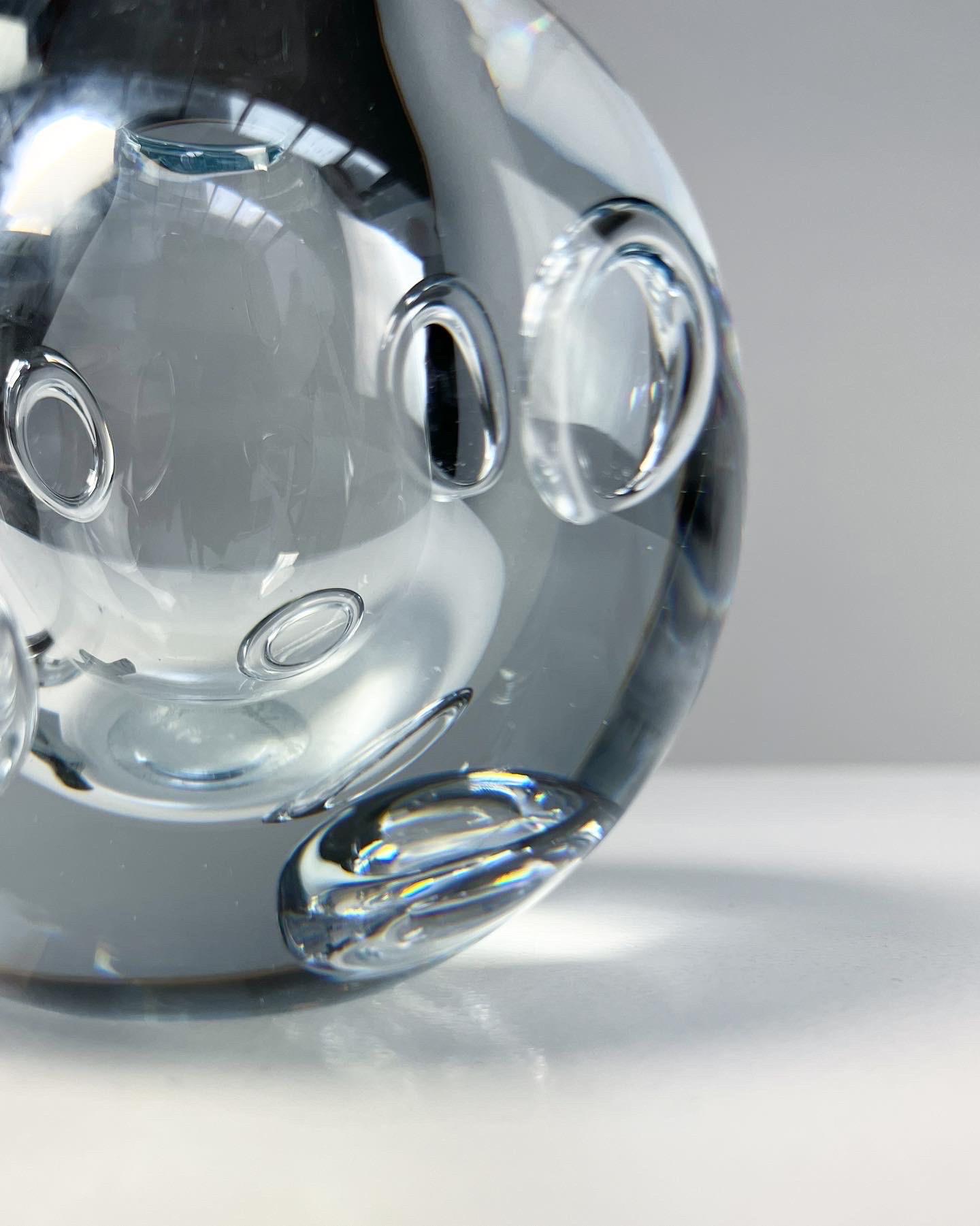 Asta Strömberg Bubble Crystal Ball Vase Strömbergshyttan Sweden, 1960s 1