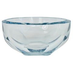 Asta Stromberg for Strombergshyttan faceted blue tinted crystal bowl Sweden