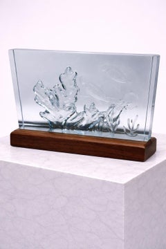 Asta Strömberg for Strömbergshyttan Glass Aquarium Block Sculpture, Sweden, 1950