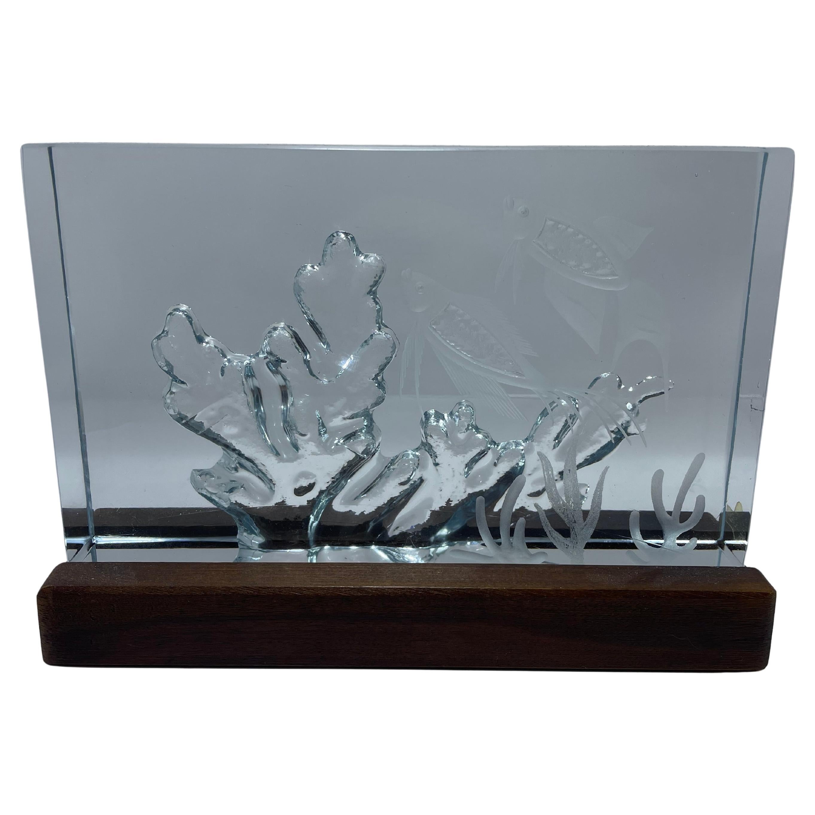 Mid-Century Glass Aquarium Block by Asta Strömberg for Strömbergshyttan, Sweden