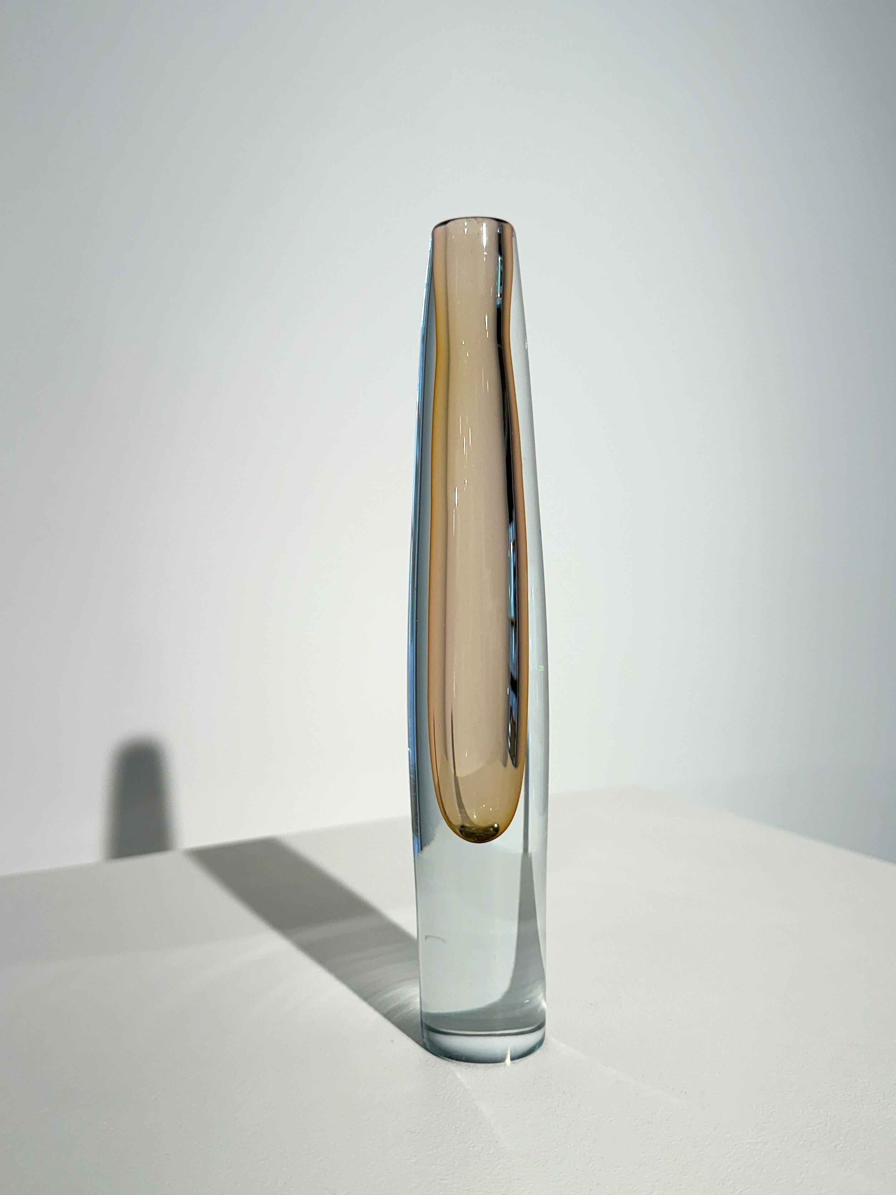 Scandinavian Modern Asta Strömberg Vase Strömbergshyttan Sputnik Crystal Glass Sommerso 1950s Sweden