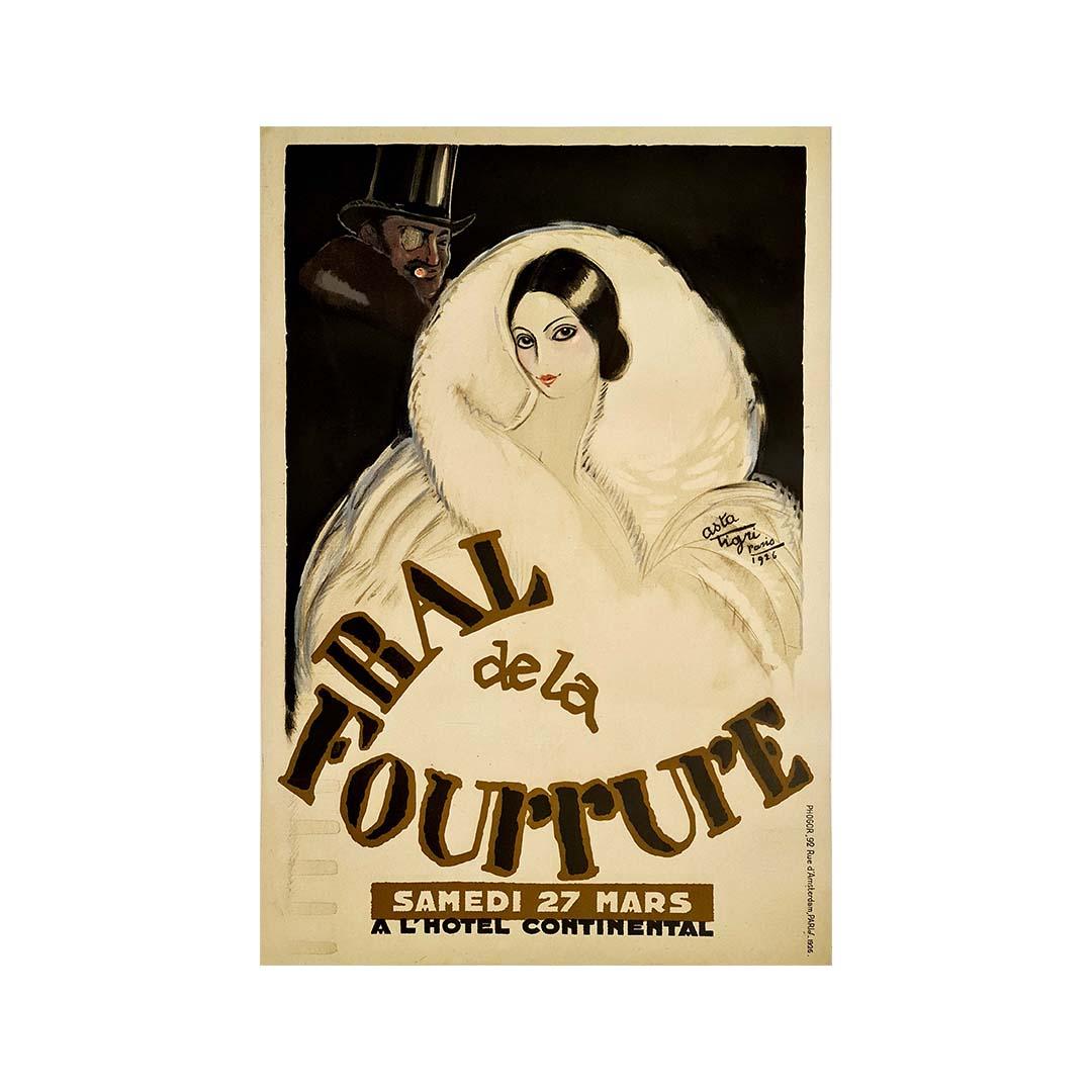 Affiche d'origine Bal de la quatrerure, Art déco, mode, Paris 1926