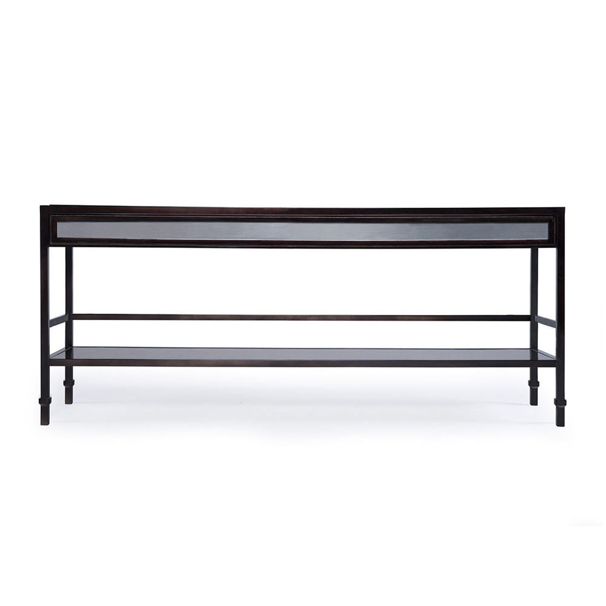 Mexican Astaire Console in Mink Metal and Tempered Glass by Innova Luxuxy Group For Sale