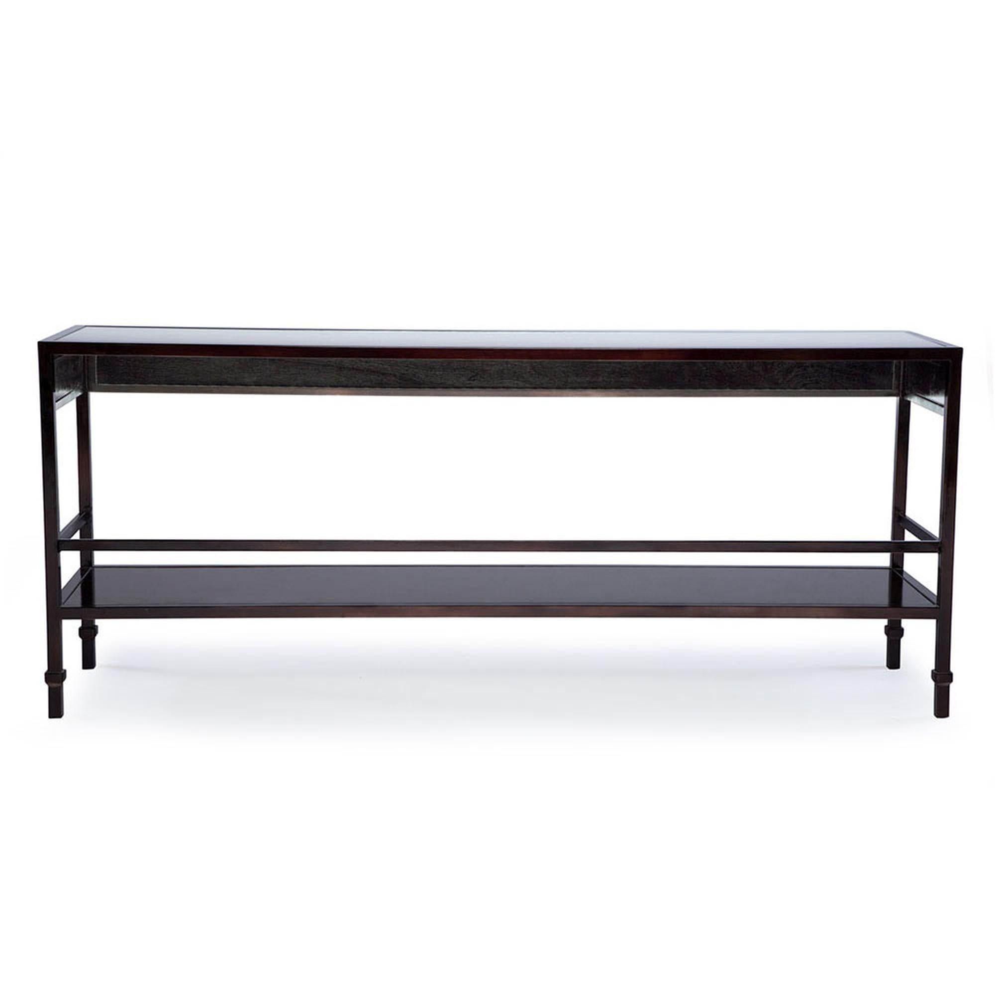 Astaire Console in Mink Metal and Tempered Glass by Innova Luxuxy Group In New Condition For Sale In Los Angeles, CA