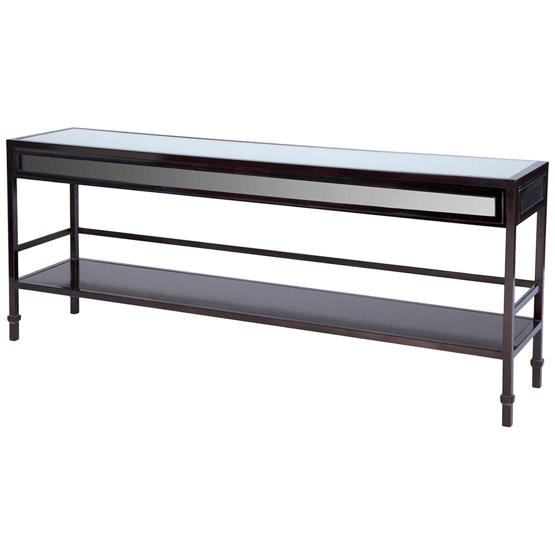Astaire Console in Mink Metal and Tempered Glass by Innova Luxuxy Group For Sale