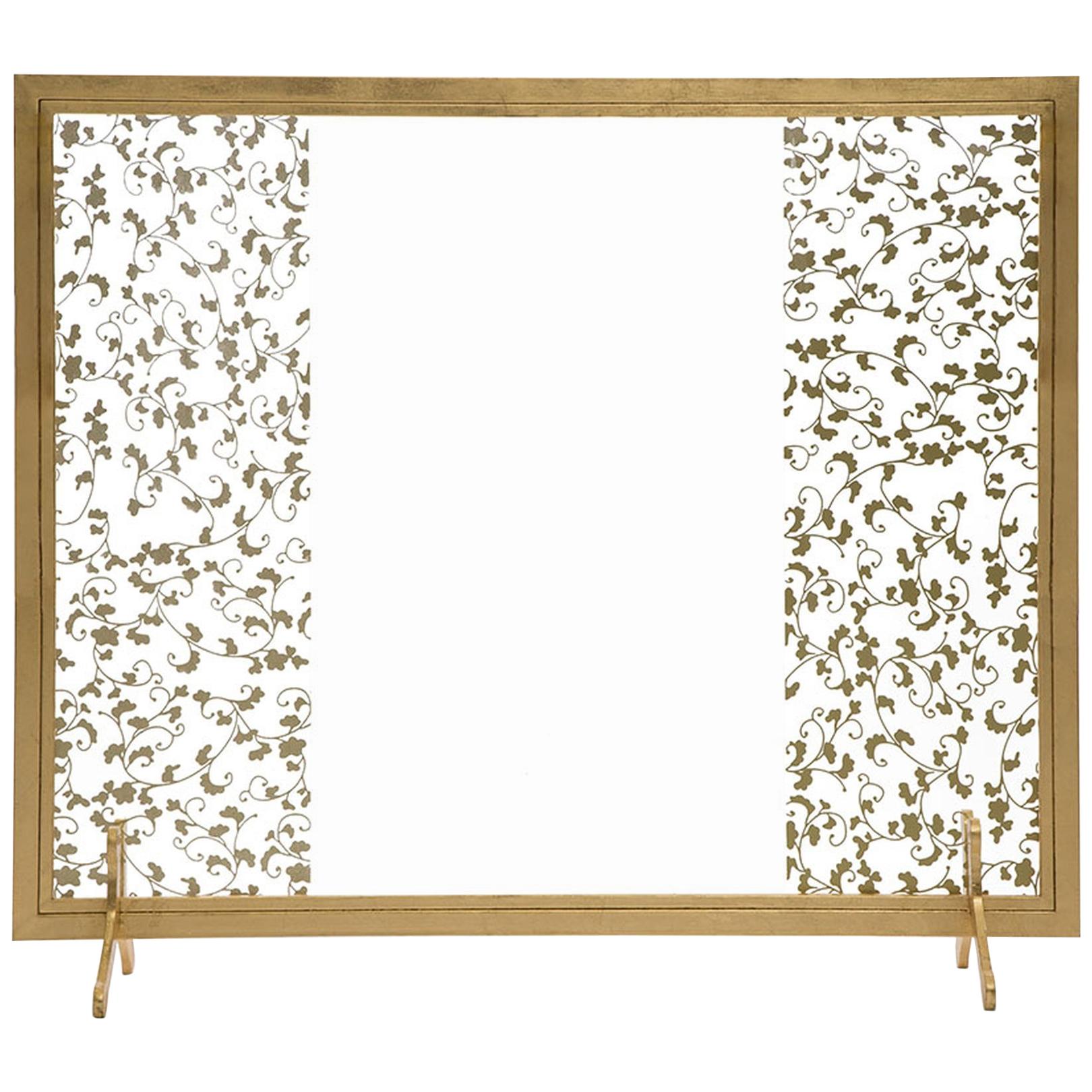Astaire Fireplace Screen in Gold Leaf and Glass by Innova Luxuxy Group For Sale