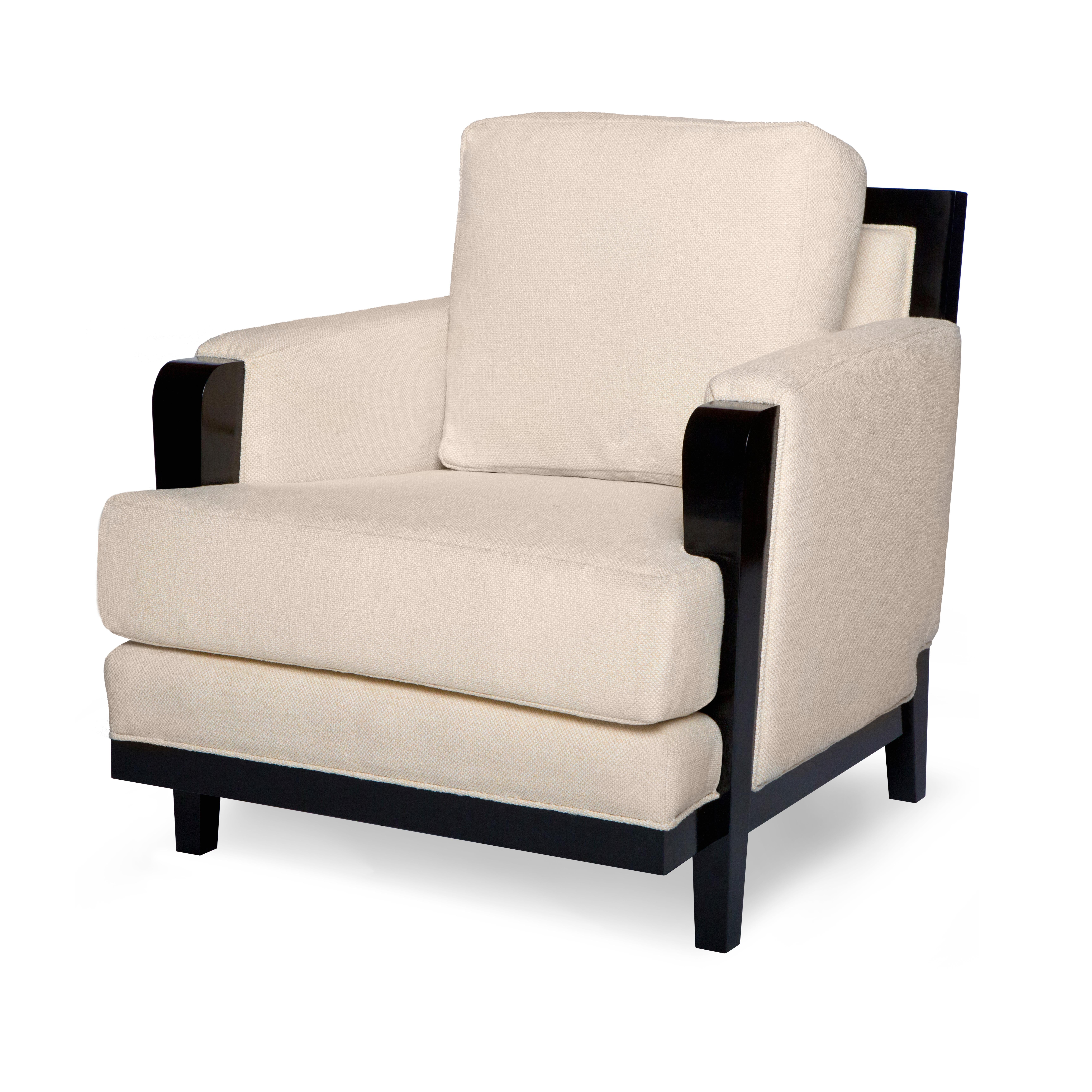 Modern Astaire Lounge Chair I in Cream and Lacquered Ebony by Innova Luxuxy Group For Sale