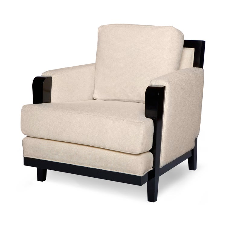 Astaire Lounge Chair I In Cream And Lacquered Ebony By Badgley Mischka Home