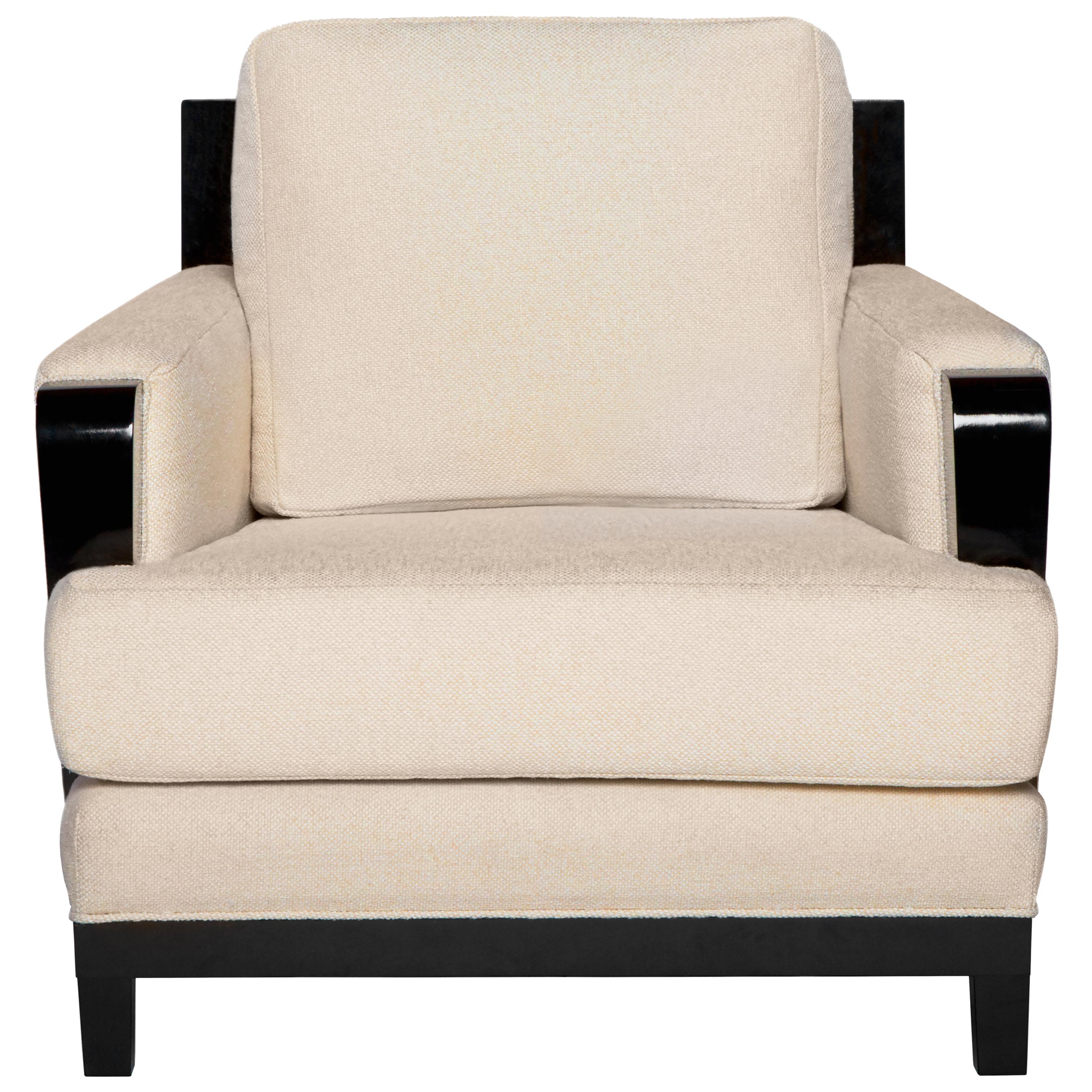 Astaire Lounge Chair I in Cream and Lacquered Ebony by Innova Luxuxy Group For Sale