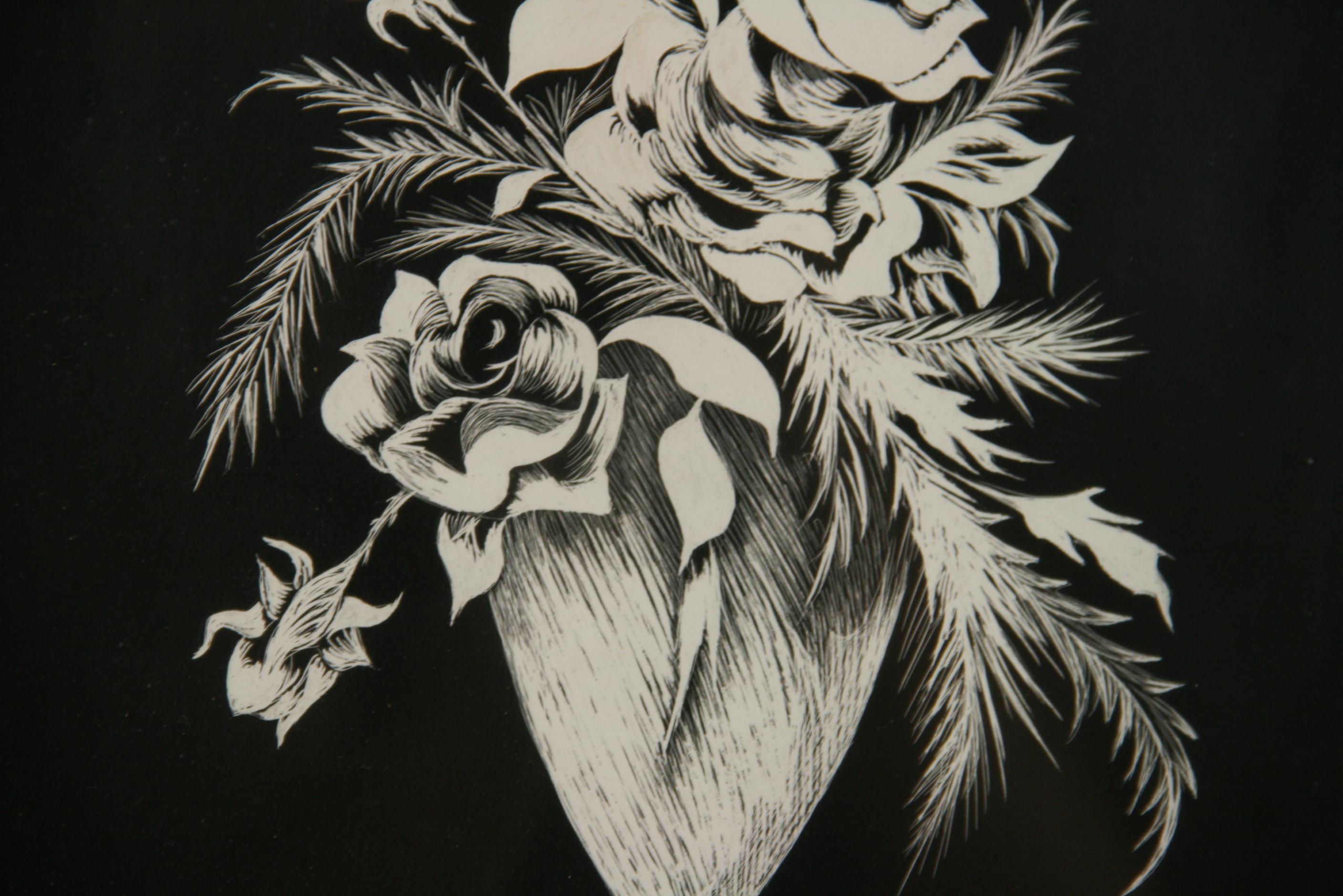Modern Black and White Floral Still life Painting For Sale 2
