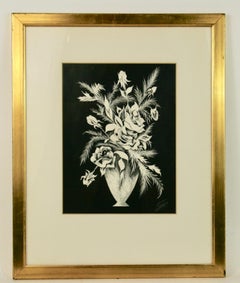 Modern Black and White Floral Still life Painting