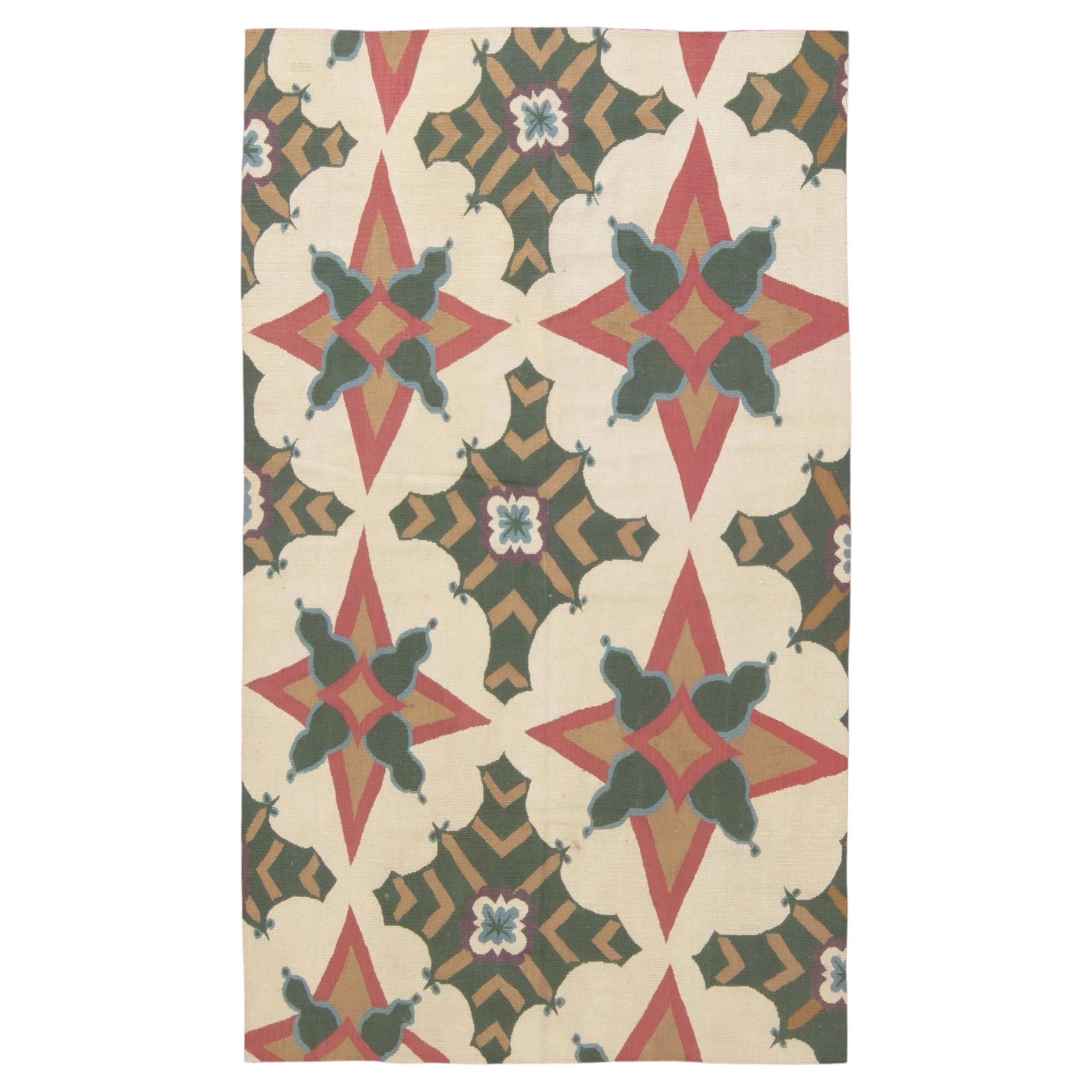 "Aster" Designed By Richard Keith Langham Modern Aubusson Beige Carpet For Sale