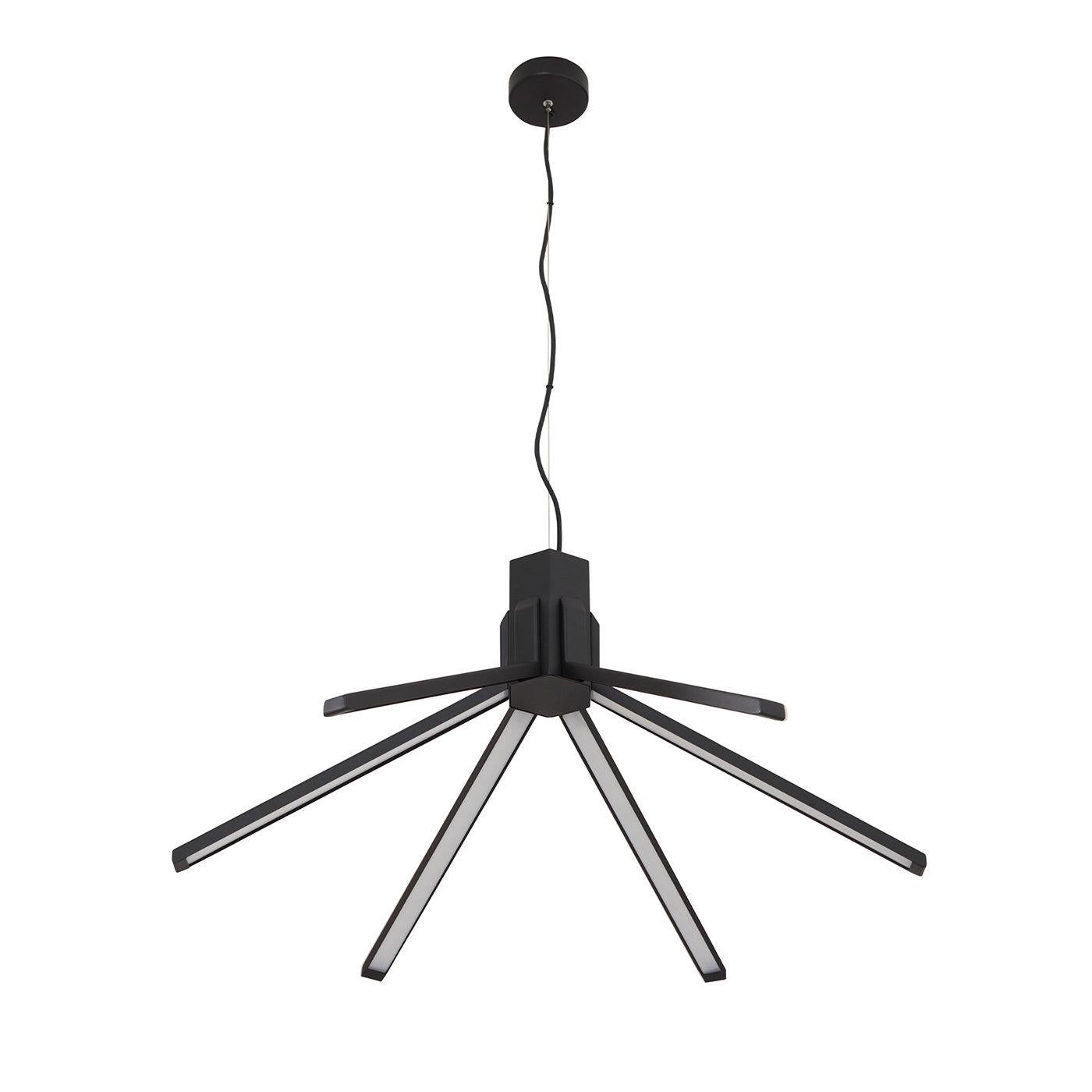 Lampe à suspension noire extra-large Aster de Roberto Favaretto en vente
