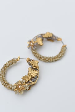 aster hoop earring / vintage jewelry ,vintage beads, vintage earring