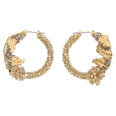 aster hoop earring / Used jewelry , vintage beads, vintage earring