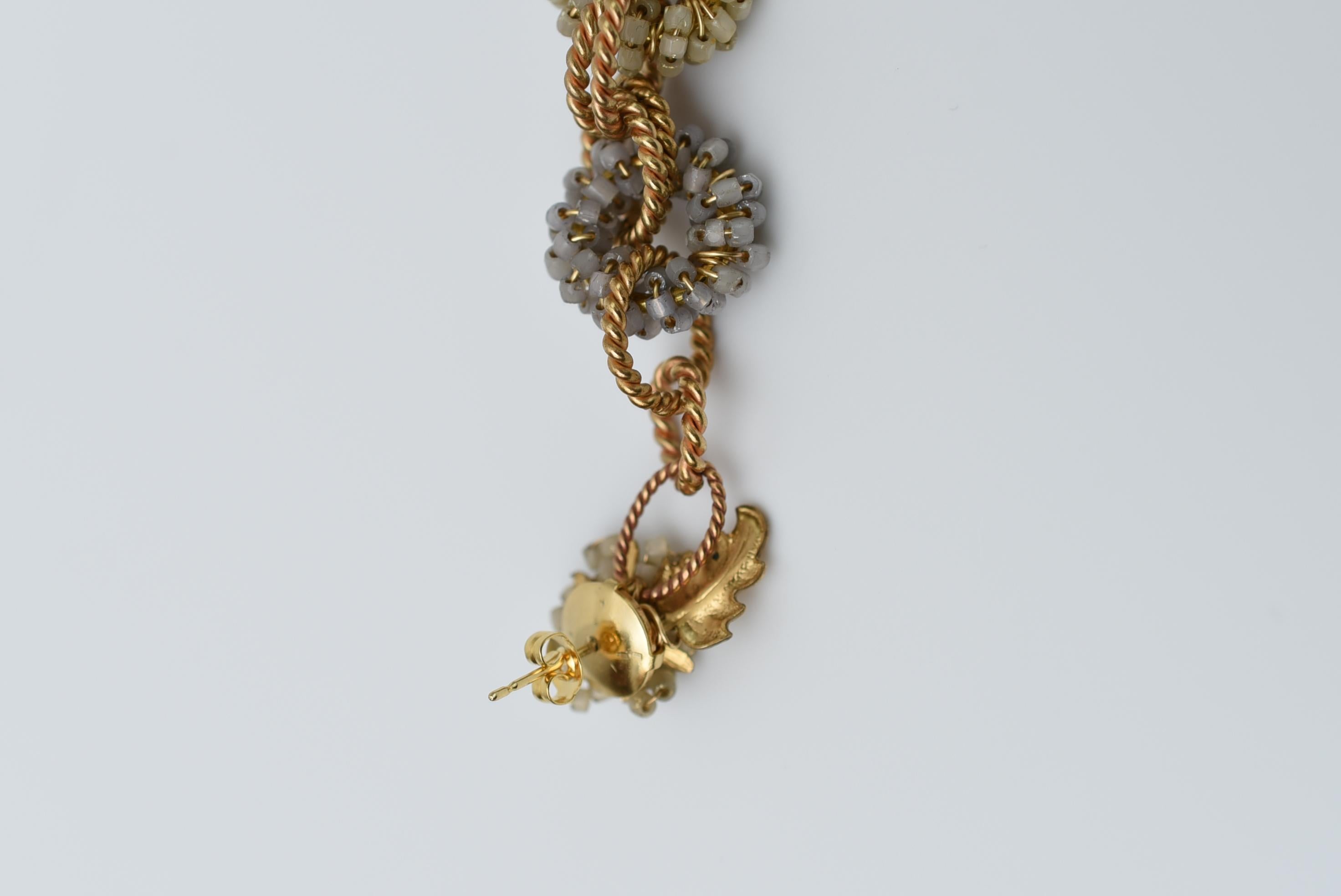 Langer Aster-Ohrring / Vintage-Schmuck, Vintage-Perlen, Ohrring im Zustand „Neu“ im Angebot in Sammu shi, JP