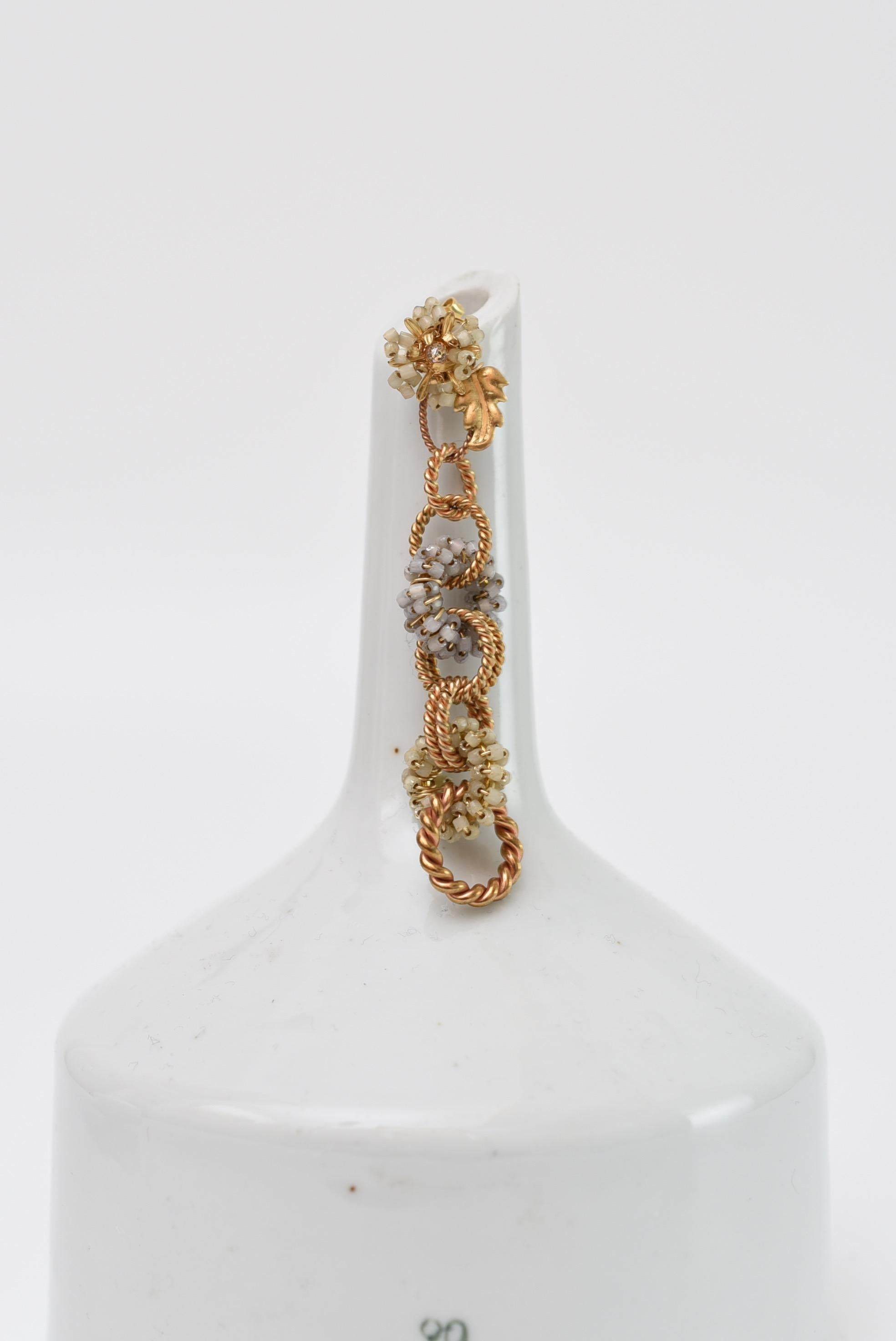 Women's aster long earring / vintage jewelry , vintage beads, vintage earring For Sale