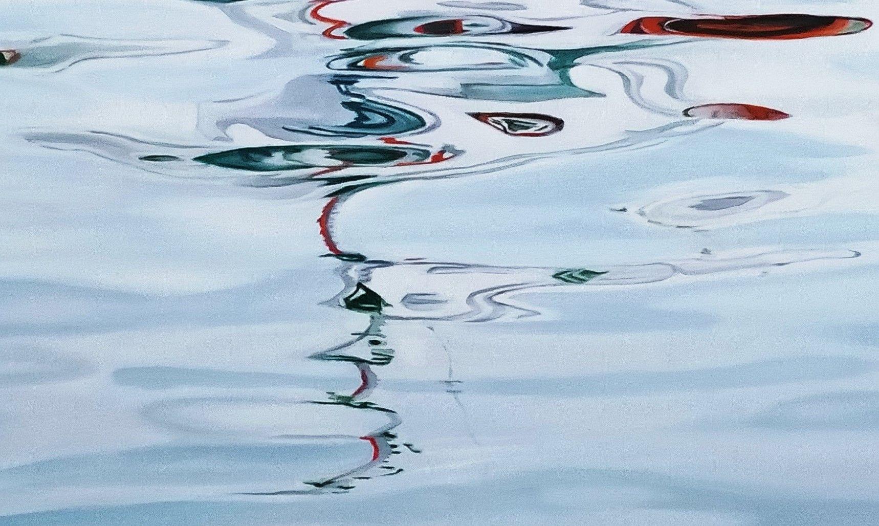 When the seawater is clear and transparent, the reflection of a boat may look as a crystal-like firework, or like a delirium abstraction, that has no limits in its transformation.... :: Painting :: Modern :: This piece comes with an official