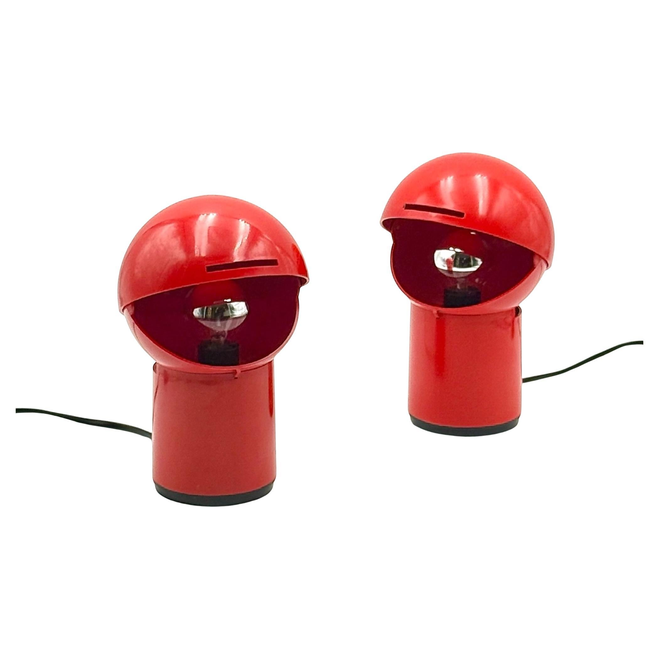 Asteroidi Lamps by Siberin Caronno, Red Plastic, Italy, 1970s For Sale