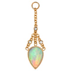 Asterope Single Ear Chain, Ethiopian Opal, Diamonds, 18 Karat Rose Gold