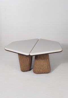 Table à manger ronde Asthila en chêne massif laqué, par Pendhapa