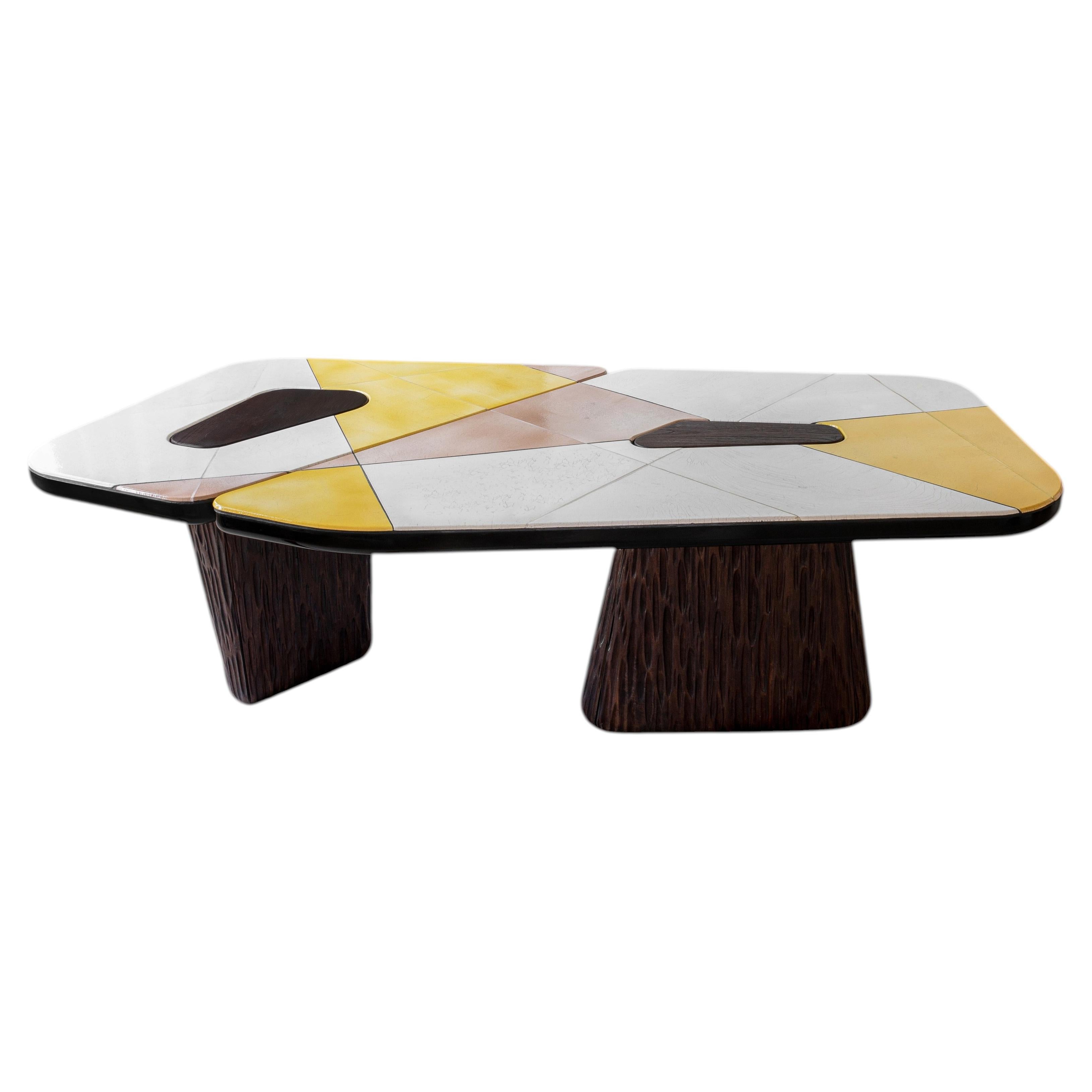 Asthila Dining Table in Solid Oak, Oak Veneer and Lacquer by Pendhapa For Sale