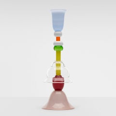 Vaso Astidamia di Ettore Sottsass, vetro di Murano soffiato a mano, Memphis 1986, Italia