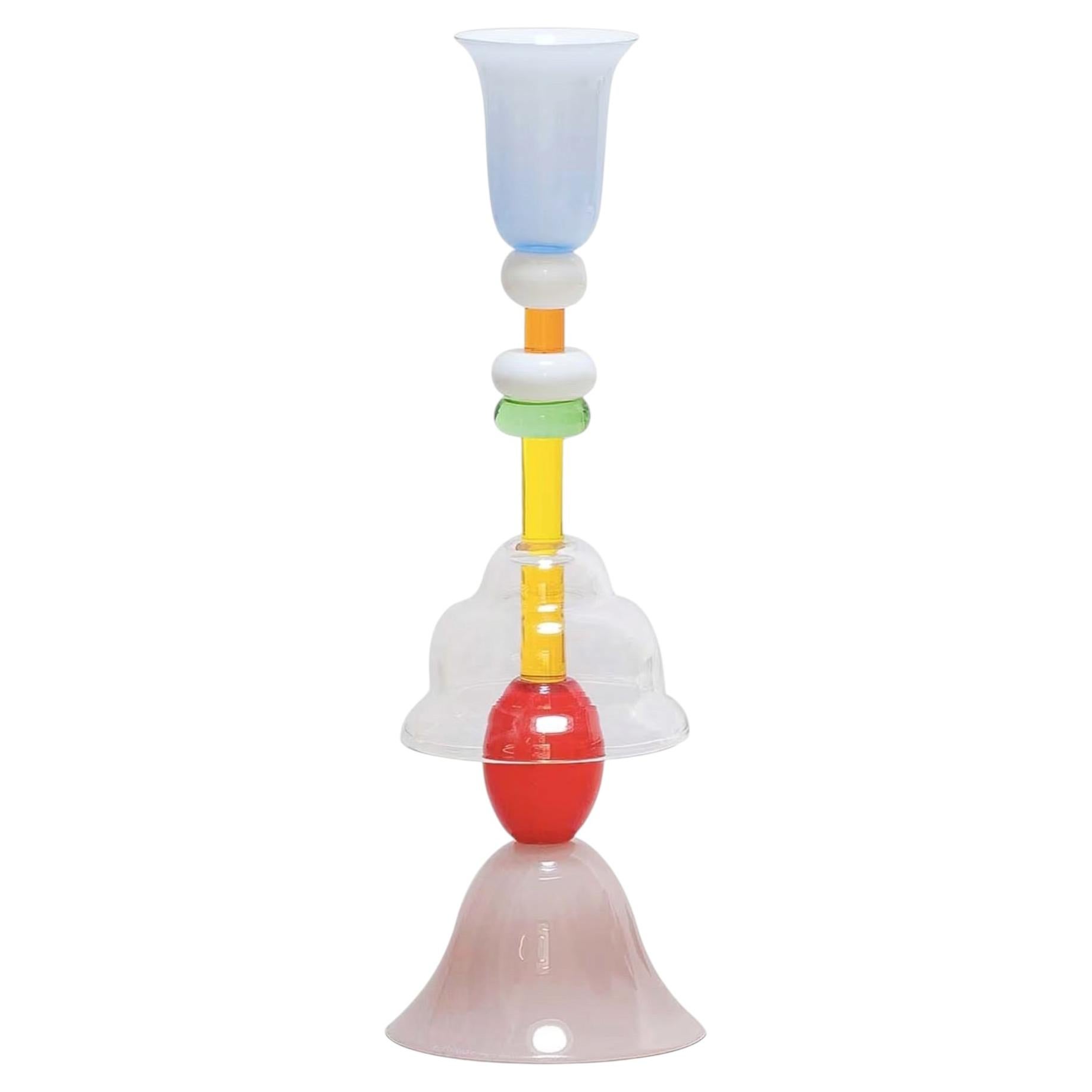 Vaso Astidamia di Ettore Sottsass, vetro di Murano soffiato a mano, Memphis 1986, Italia