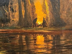 Accampamento indiano lungo il fiume, Arte di frontiera americana