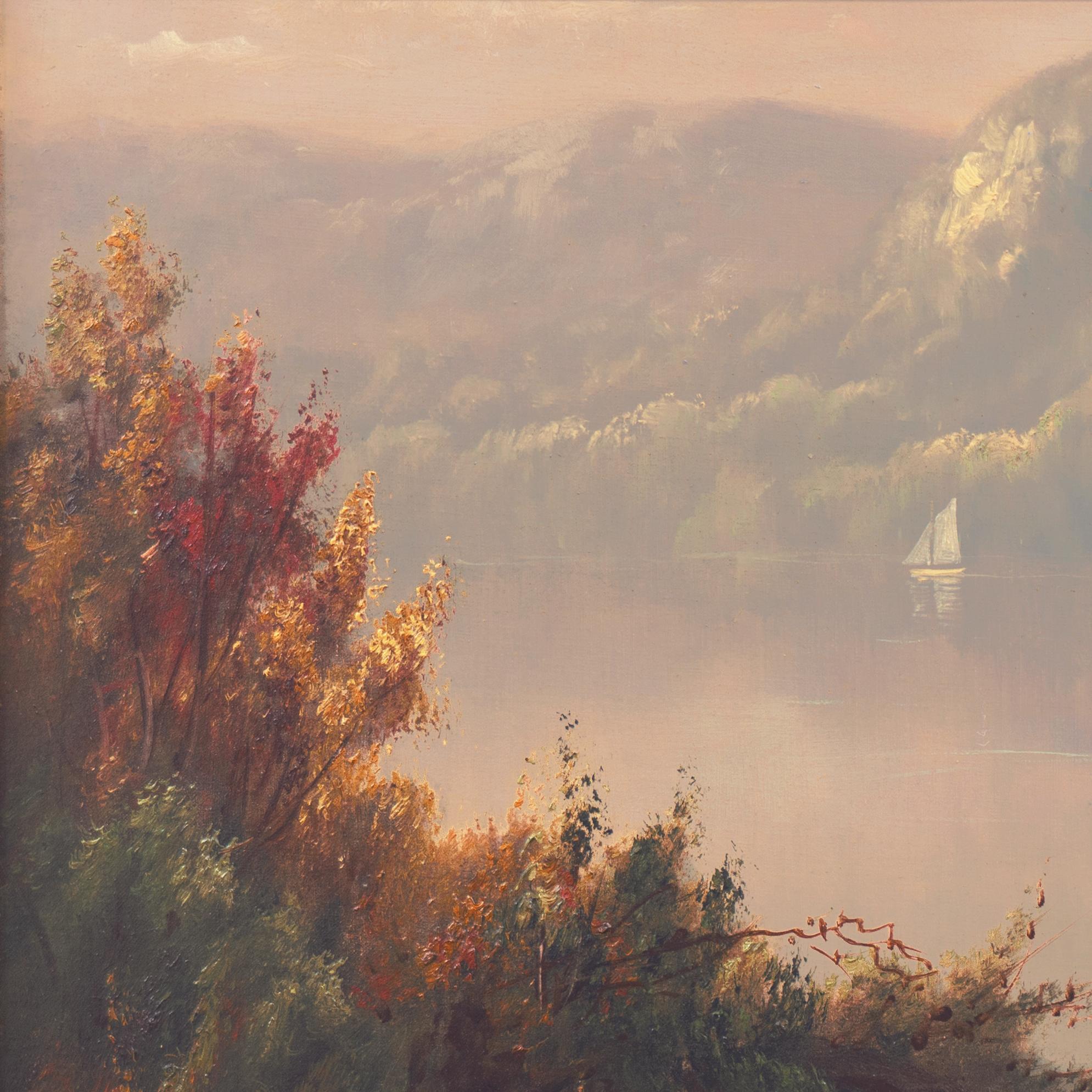 'Lake Landscape, Evening', San Francisco, Leland Stanford, Washington University - Romantic Painting by Astley David Middleton Cooper