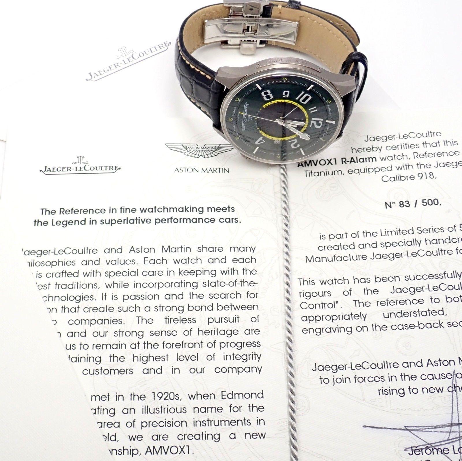 Aston Martin Jaeger LeCoultre Titanium AMVOX1 Alarm Watch Reference 191.T.97 In Excellent Condition In Southampton, PA