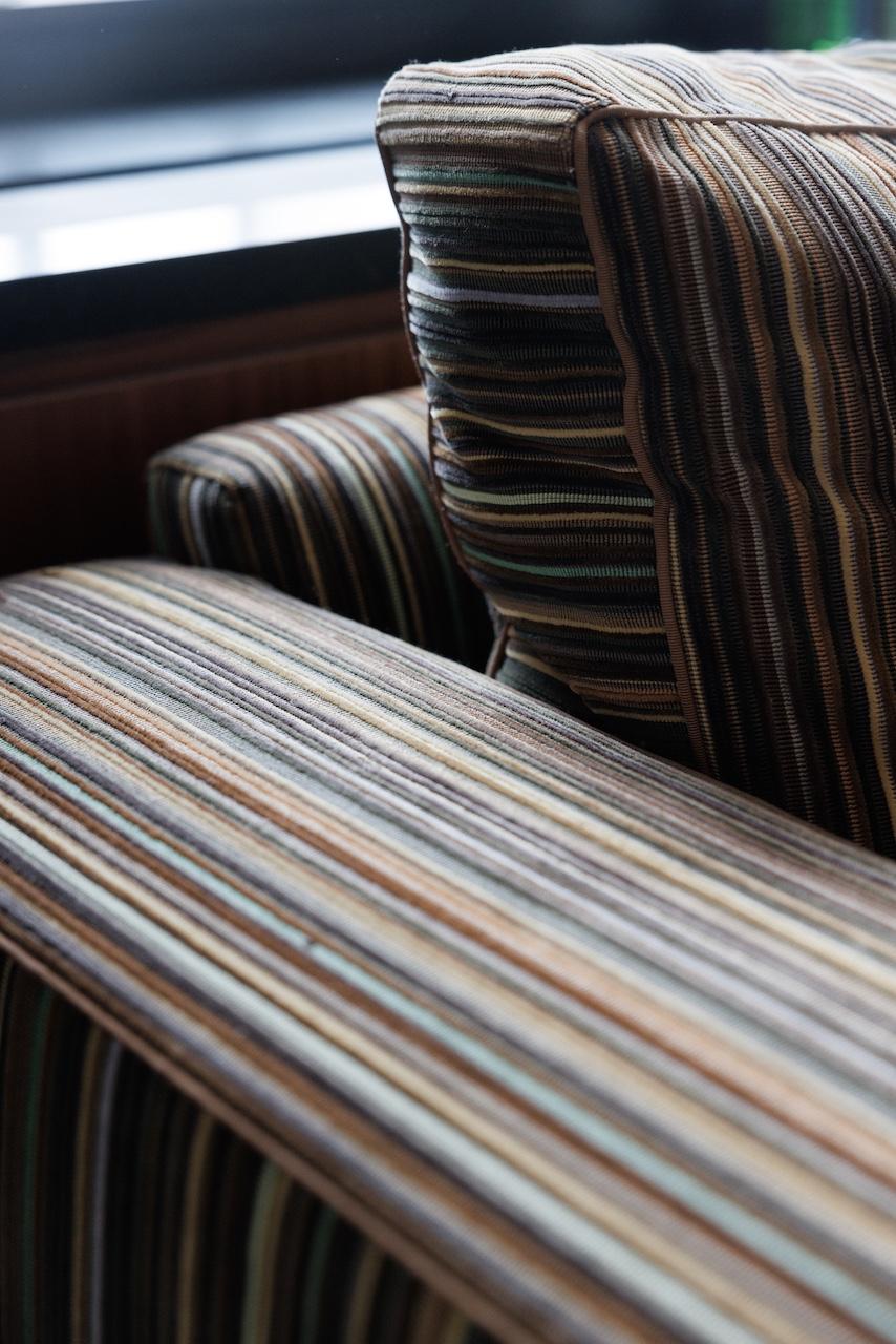Italian Aston Sofa in Paul Smith Epingle Stripe, from ANDY COHEN'S Personal Collection