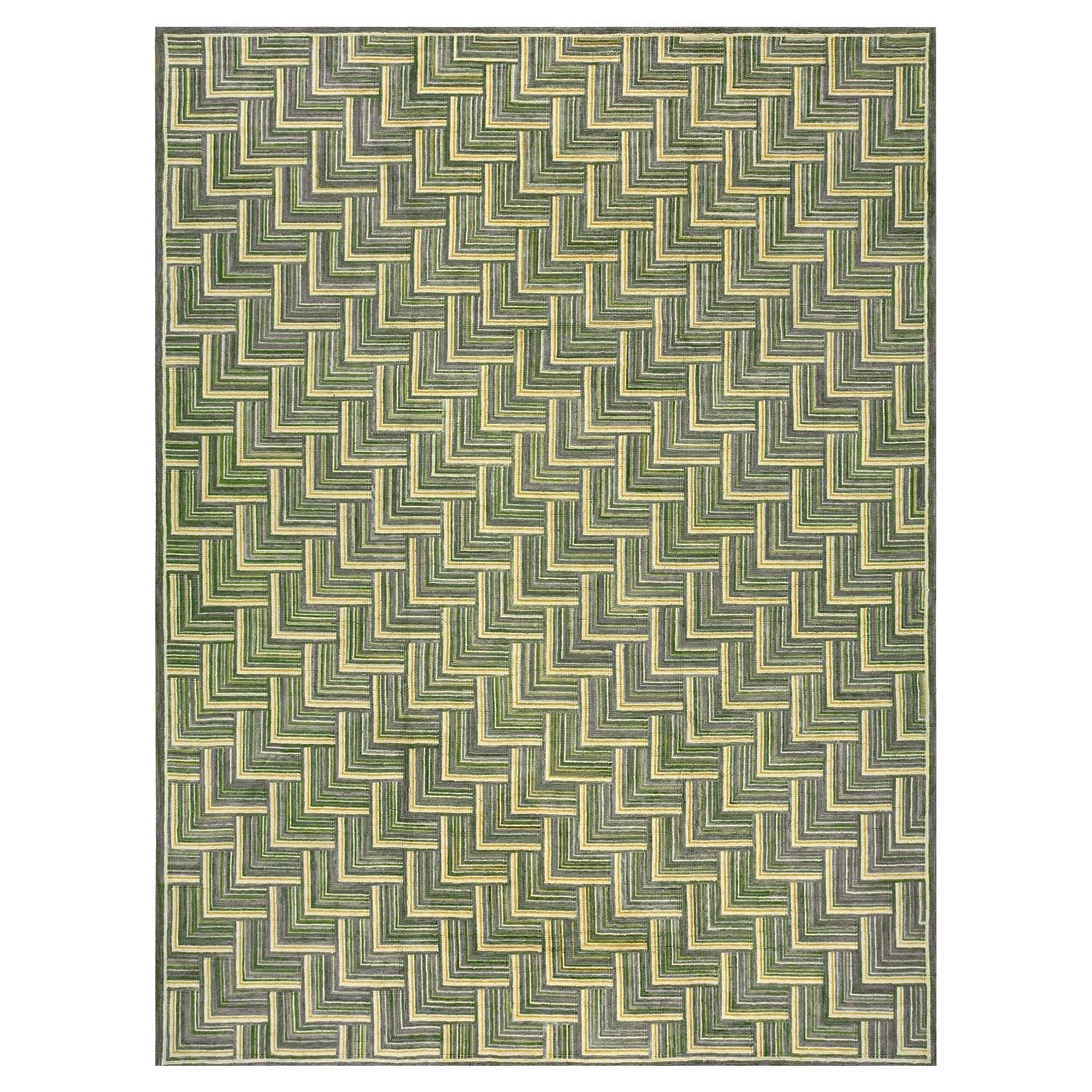 Erstaunlich 3Dimensional Stairs Pattern Contemporary American Hooked Rug im Angebot
