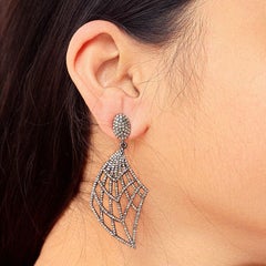 Astonishing 925 Sterling Silver Natural Diamond Earrings 1 Pair Earring Gift .