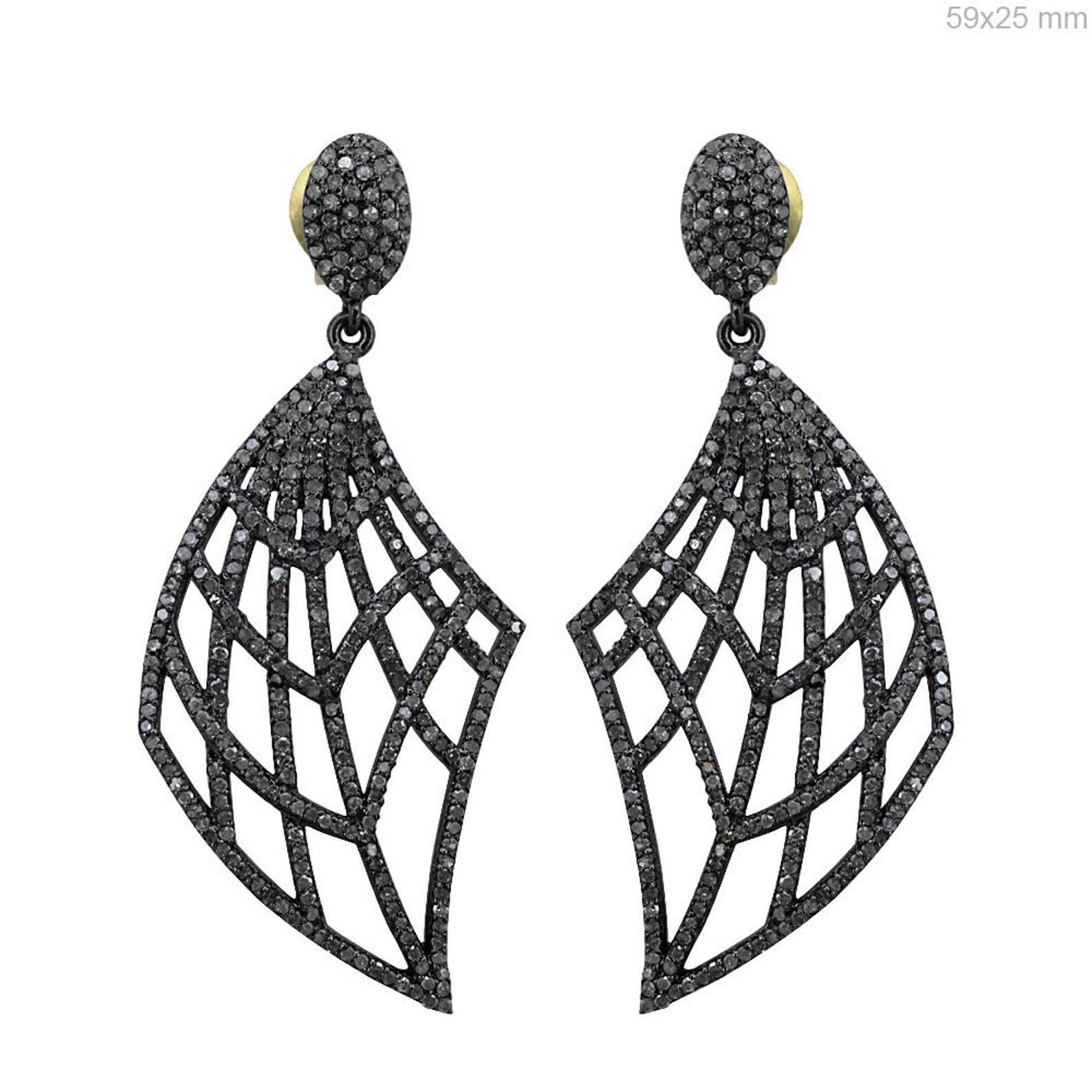 Art Deco Astonishing 925 Sterling Silver Natural Diamond Earrings 1 Pair Earring Gift . For Sale