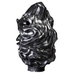 Astonishing Black Ceramic Earth Sculpture (Laura Malpique, 1993)