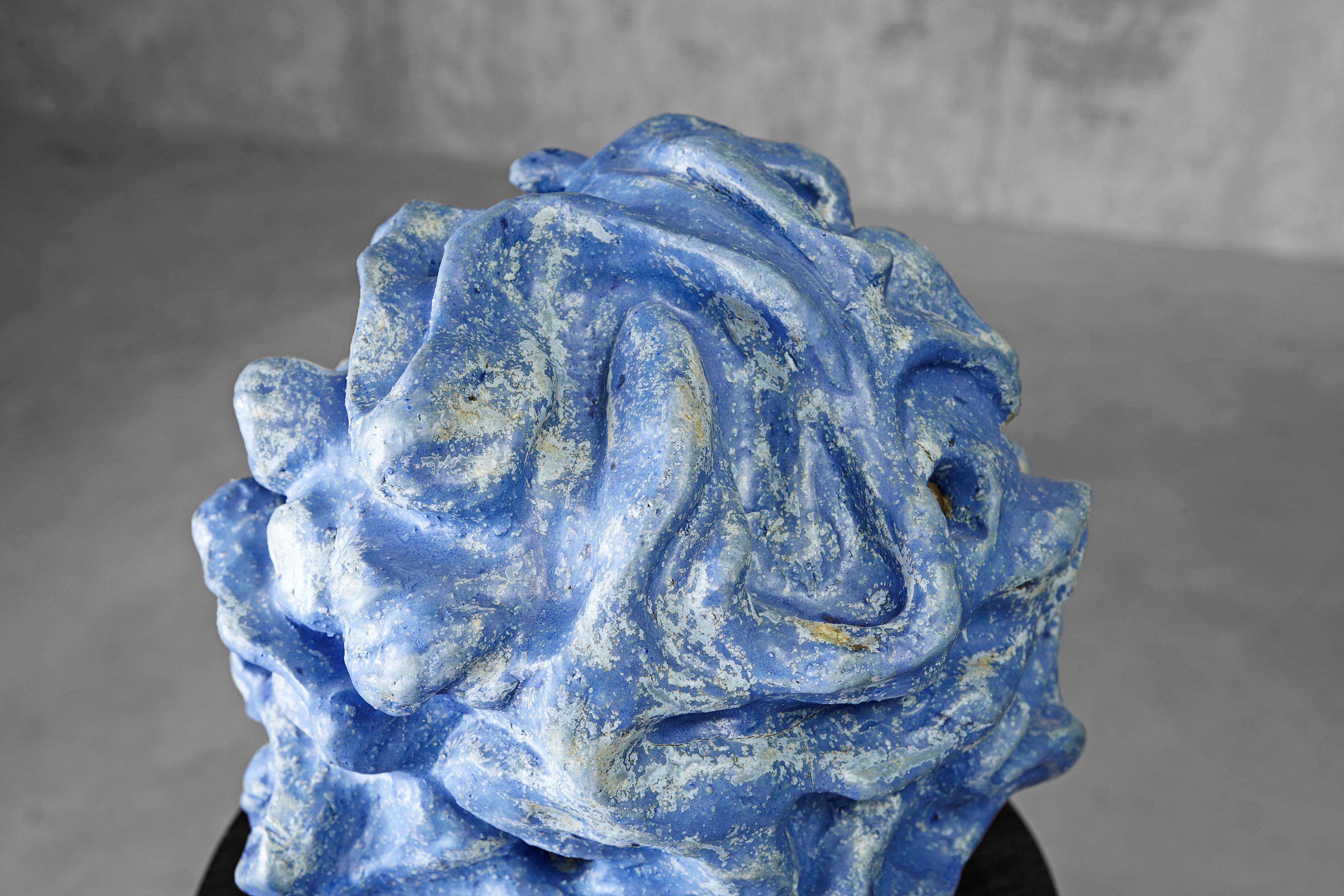 Astonishing Blue Ceramic Earth Sculpture (Laura Malpique, 1993) For Sale 1