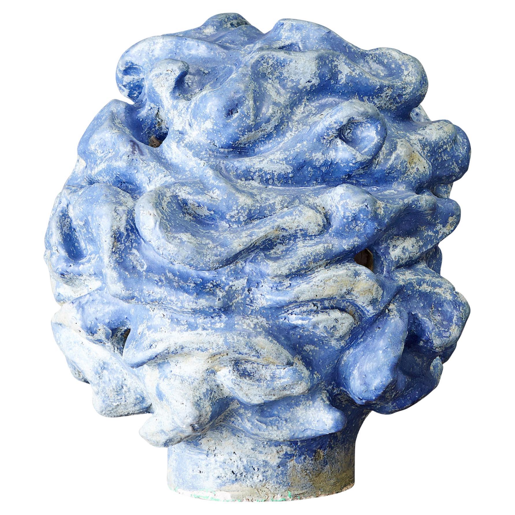 Étonnante sculpture en céramique bleue de la terre (Laura Malpique, 1993) en vente