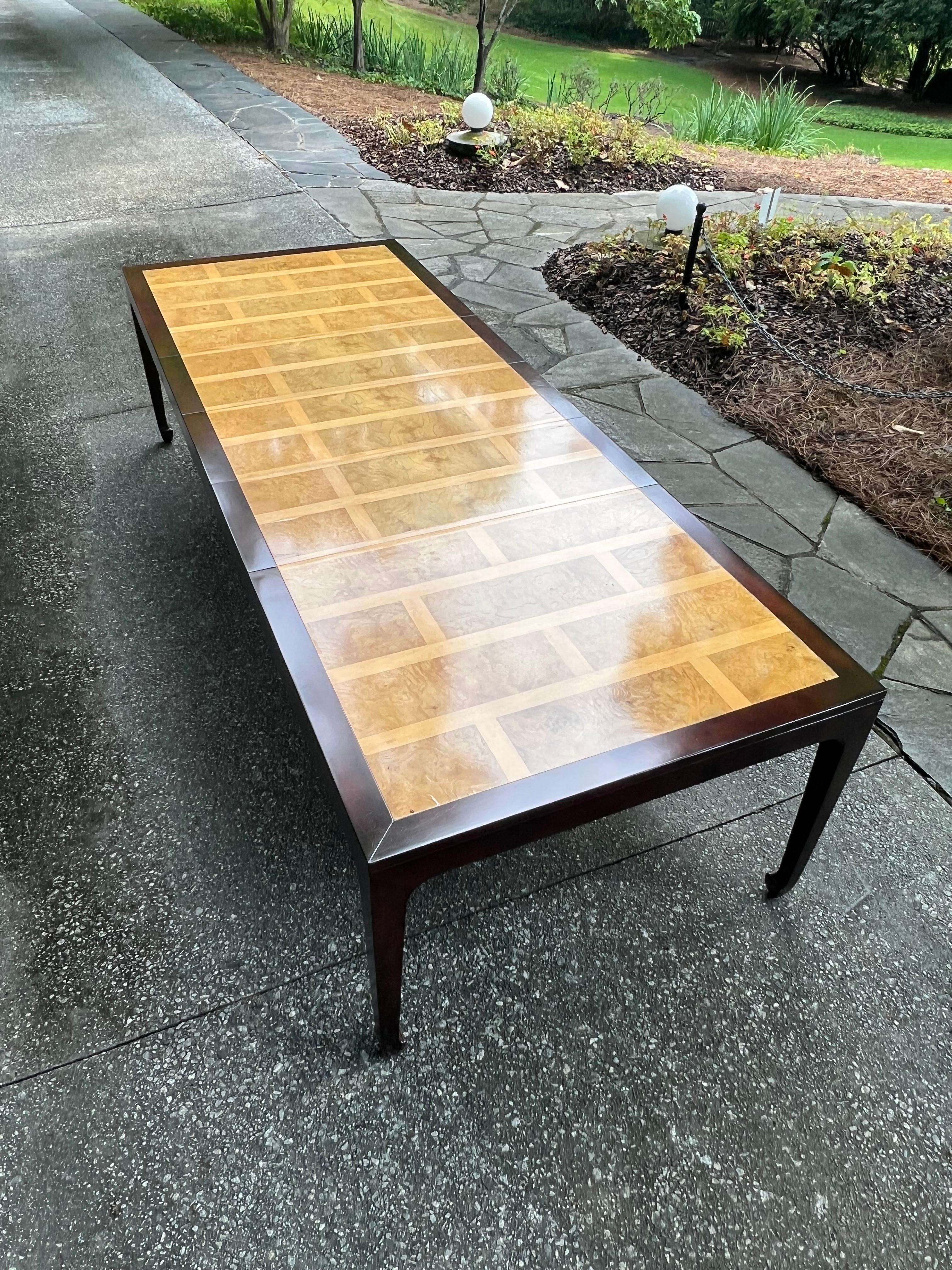 Astonishing Bookmatched Elm Parquetry Dining Table by Michael Taylor for Baker For Sale 5