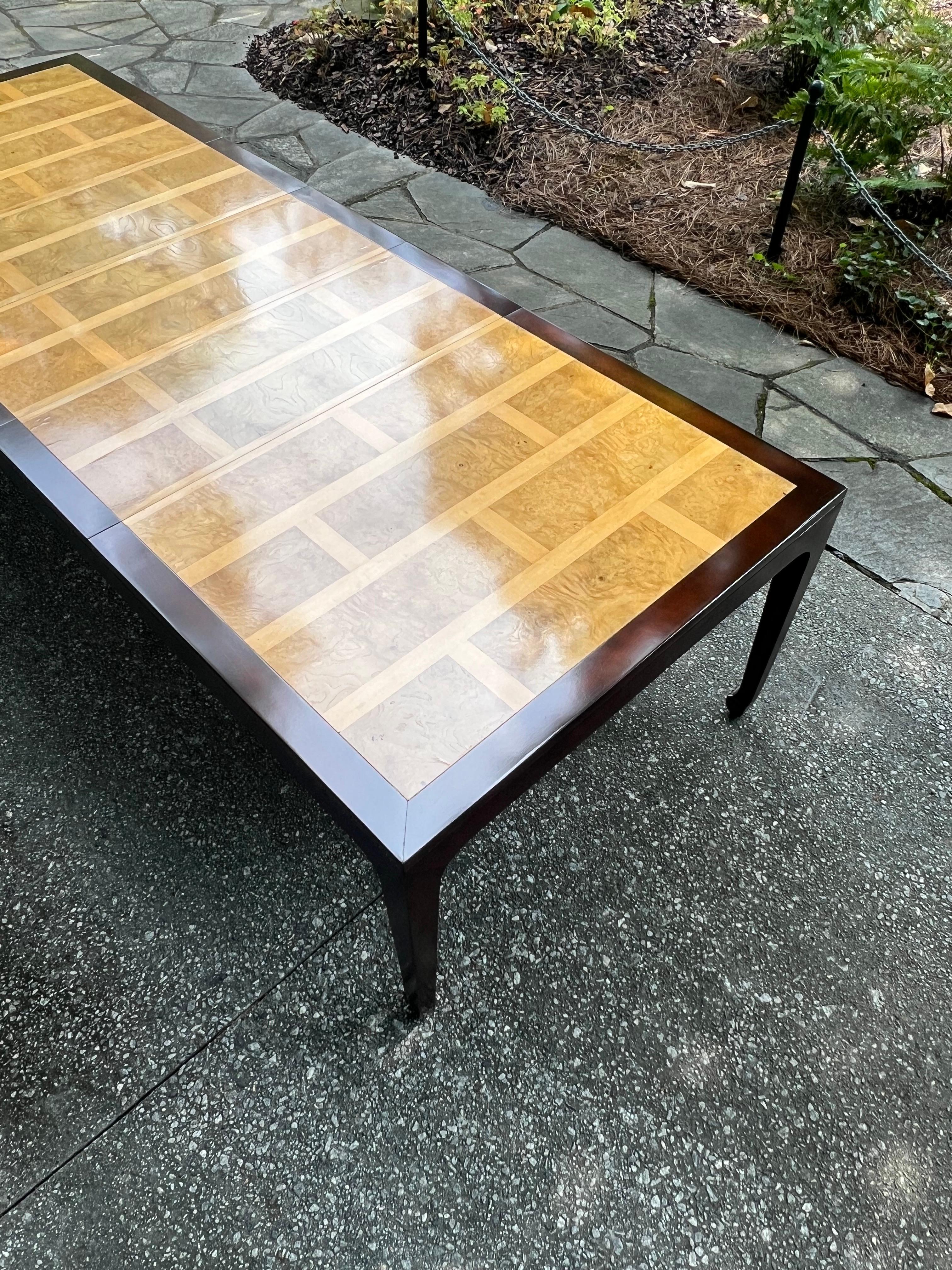 Astonishing Bookmatched Elm Parquetry Dining Table by Michael Taylor for Baker For Sale 6