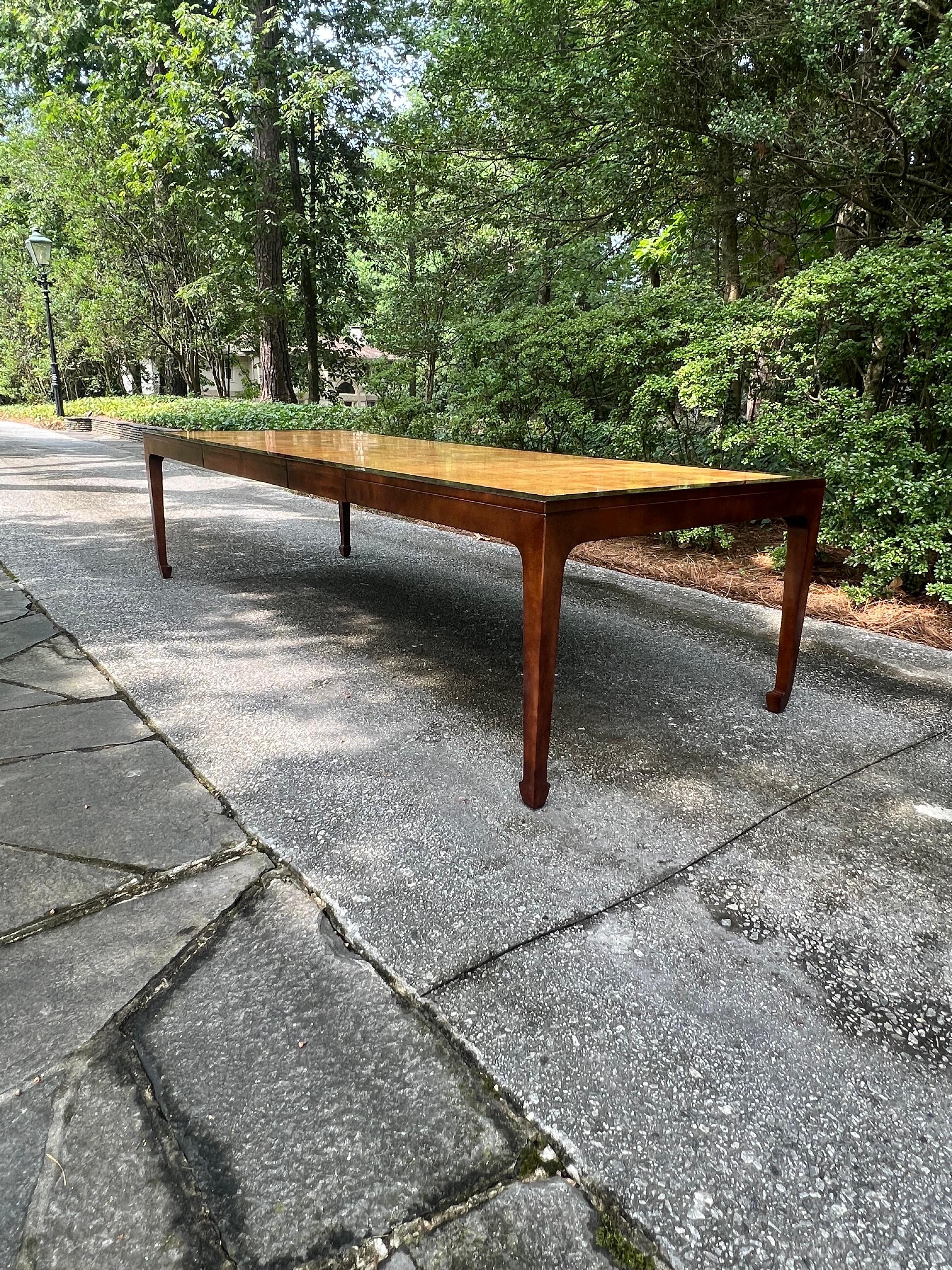Astonishing Bookmatched Elm Parquetry Dining Table by Michael Taylor for Baker For Sale 9