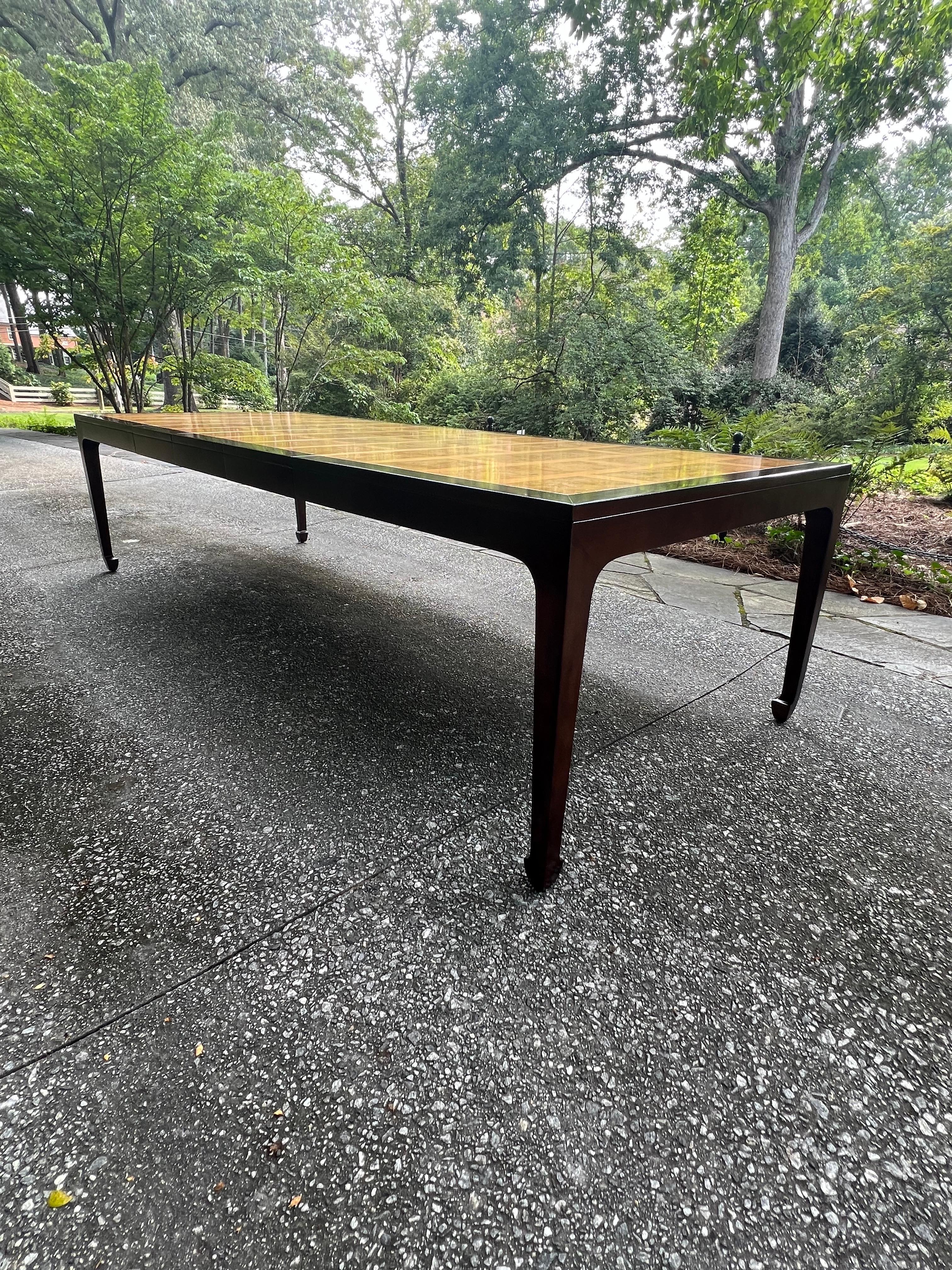 Astonishing Bookmatched Elm Parquetry Dining Table by Michael Taylor for Baker For Sale 10