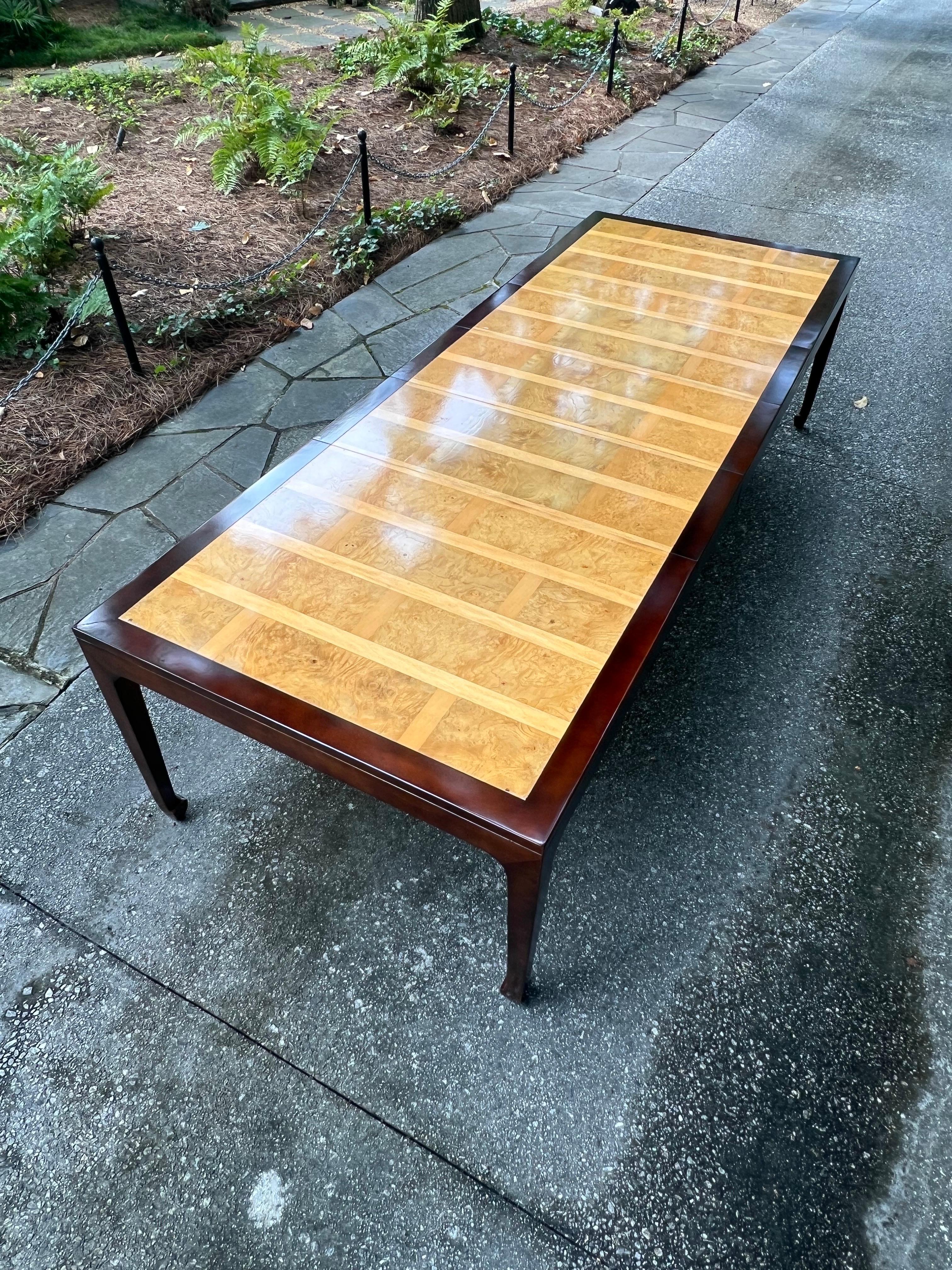 Astonishing Bookmatched Elm Parquetry Dining Table by Michael Taylor for Baker For Sale 12