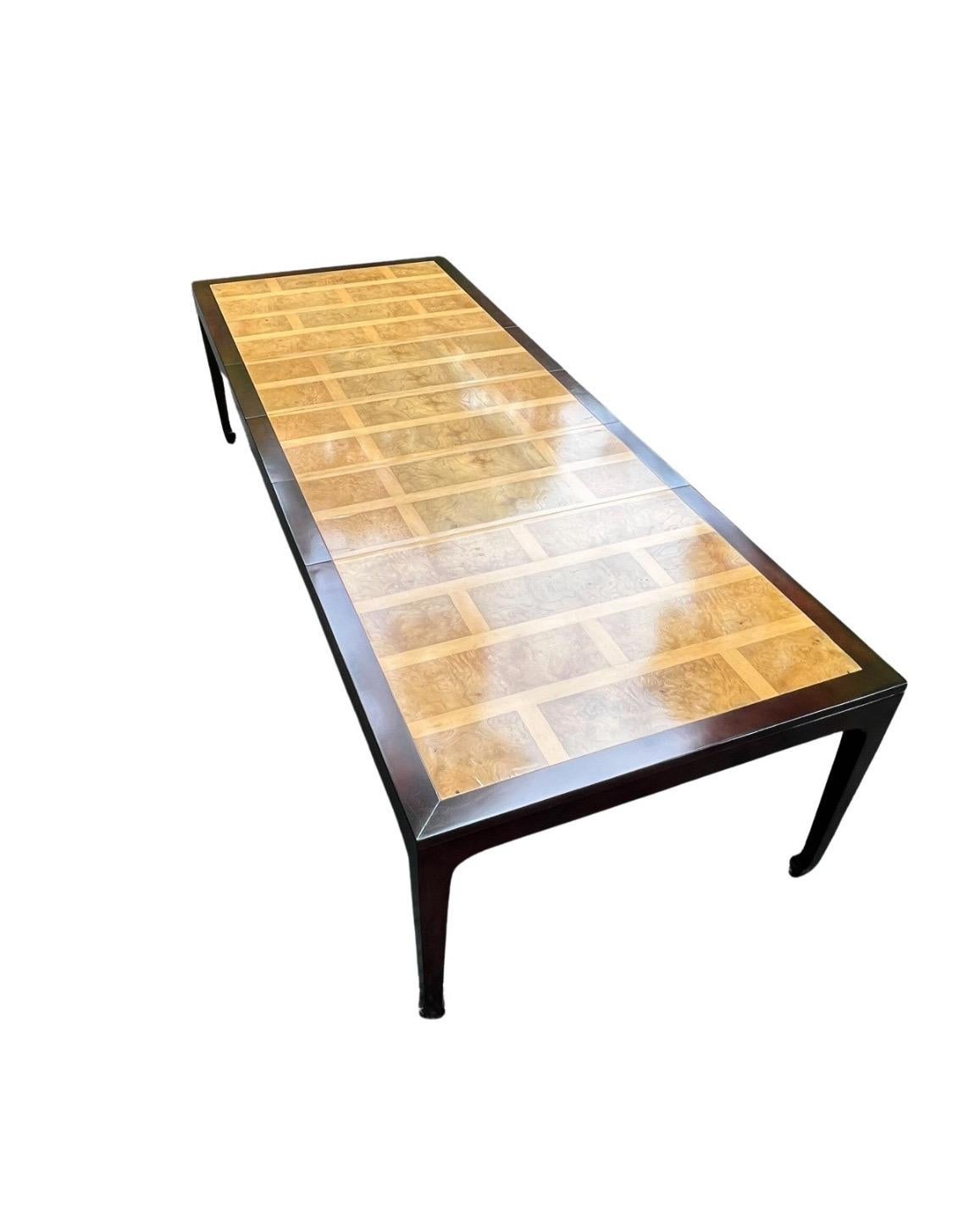 Astonishing Bookmatched Elm Parquetry Dining Table by Michael Taylor for Baker For Sale 13