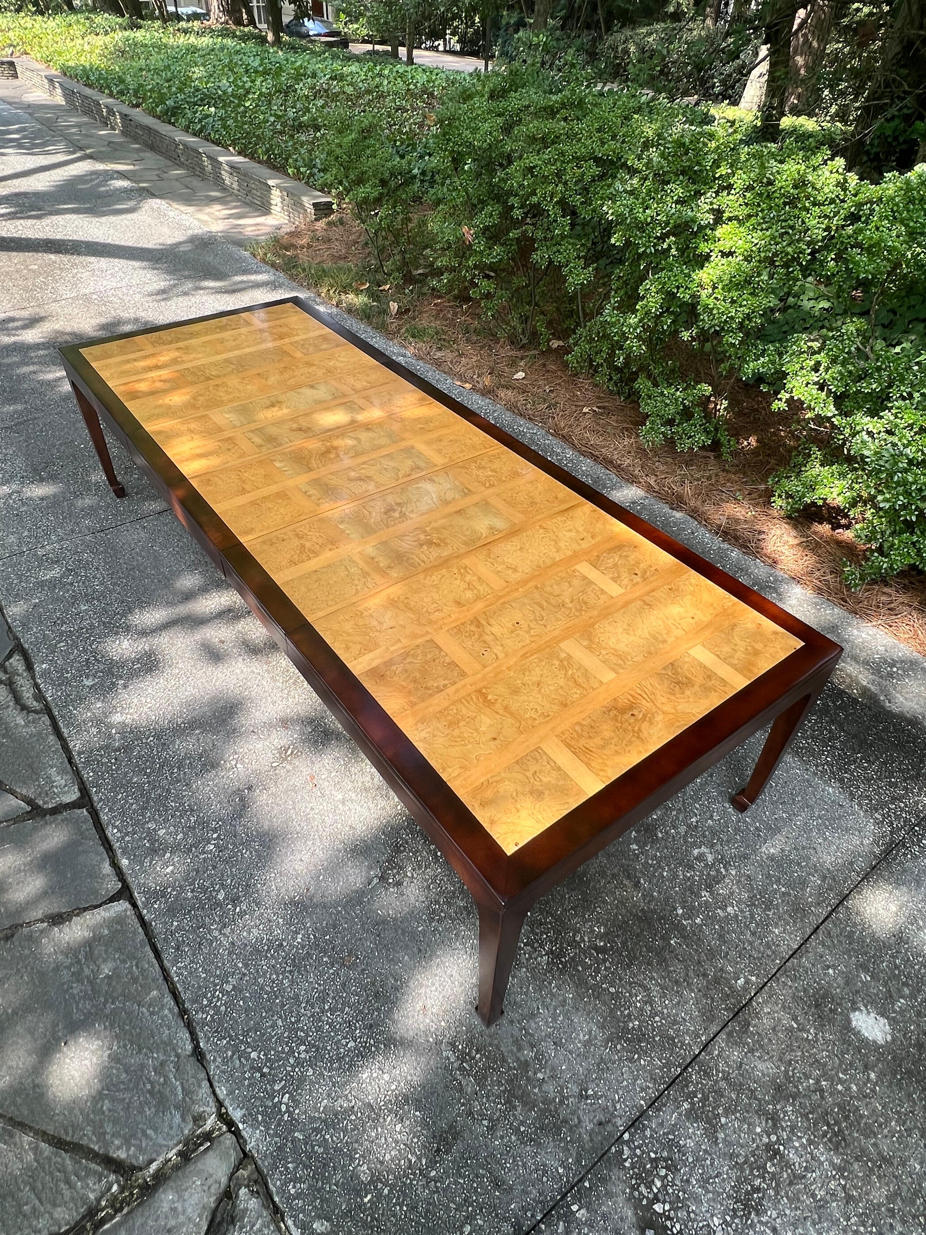 Astonishing Bookmatched Elm Parquetry Dining Table by Michael Taylor for Baker For Sale 2